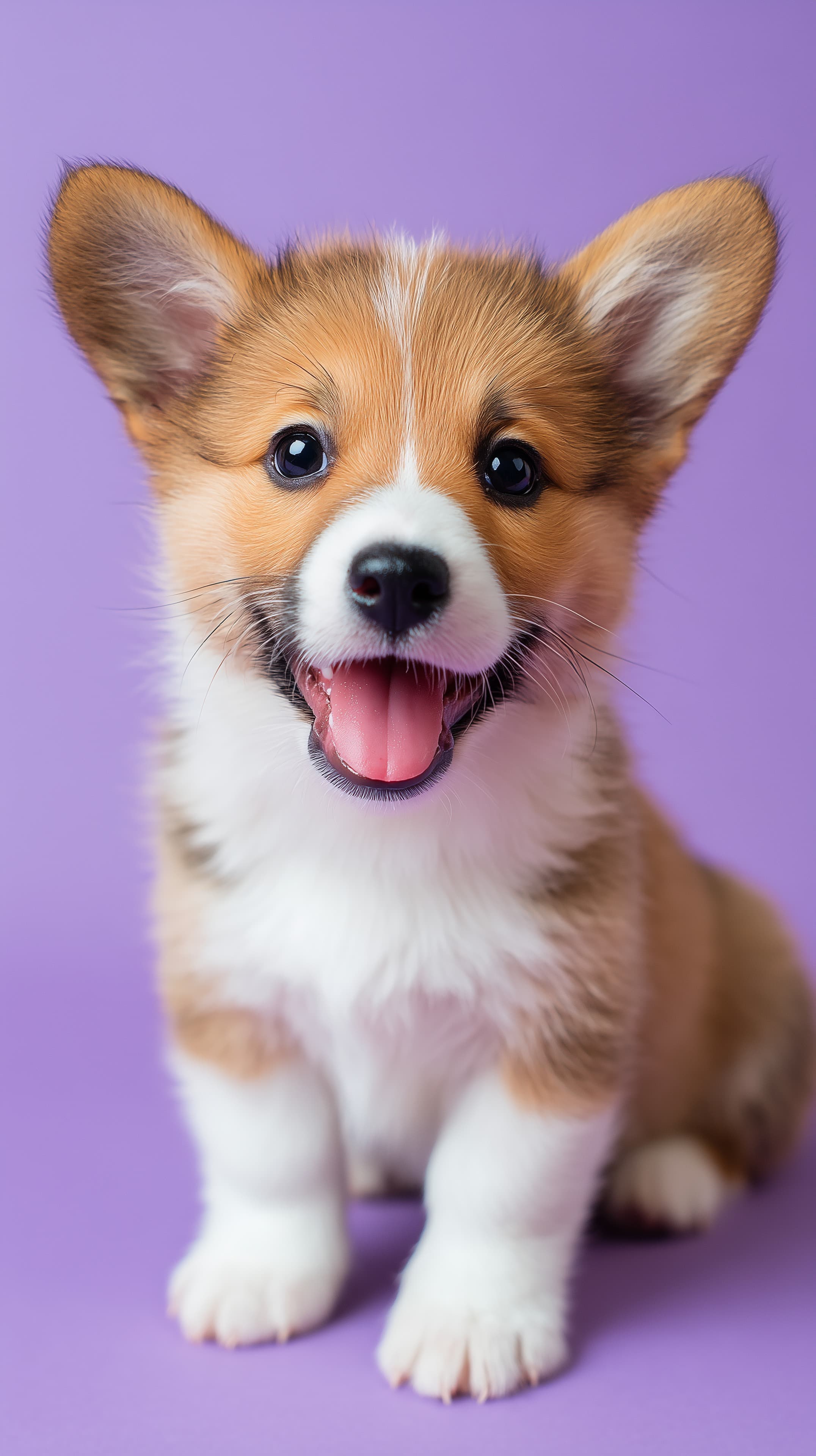 Cute Puppy Portrait on Purple Background - Adorable Furry Friend - High Resolution adorable-puppy Wallpaper for Mobile and Desktop