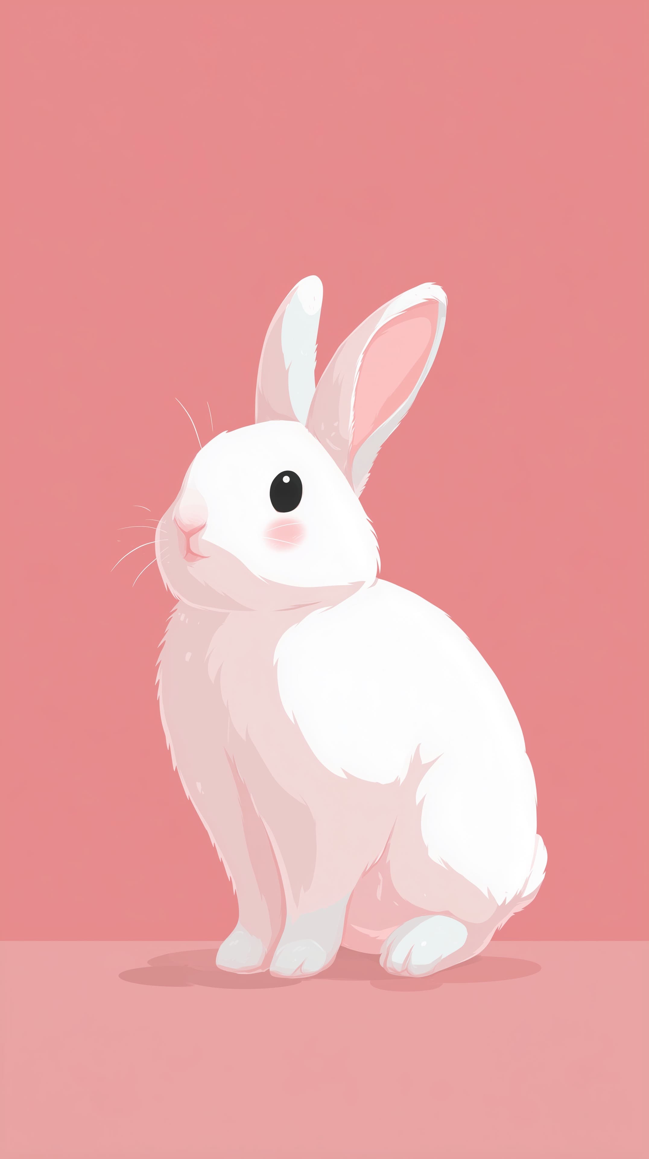 Pastel Pink Bunny Illustration Wallpaper - Soft Cute Rabbit - High Resolution bunny Wallpaper for Mobile and Desktop