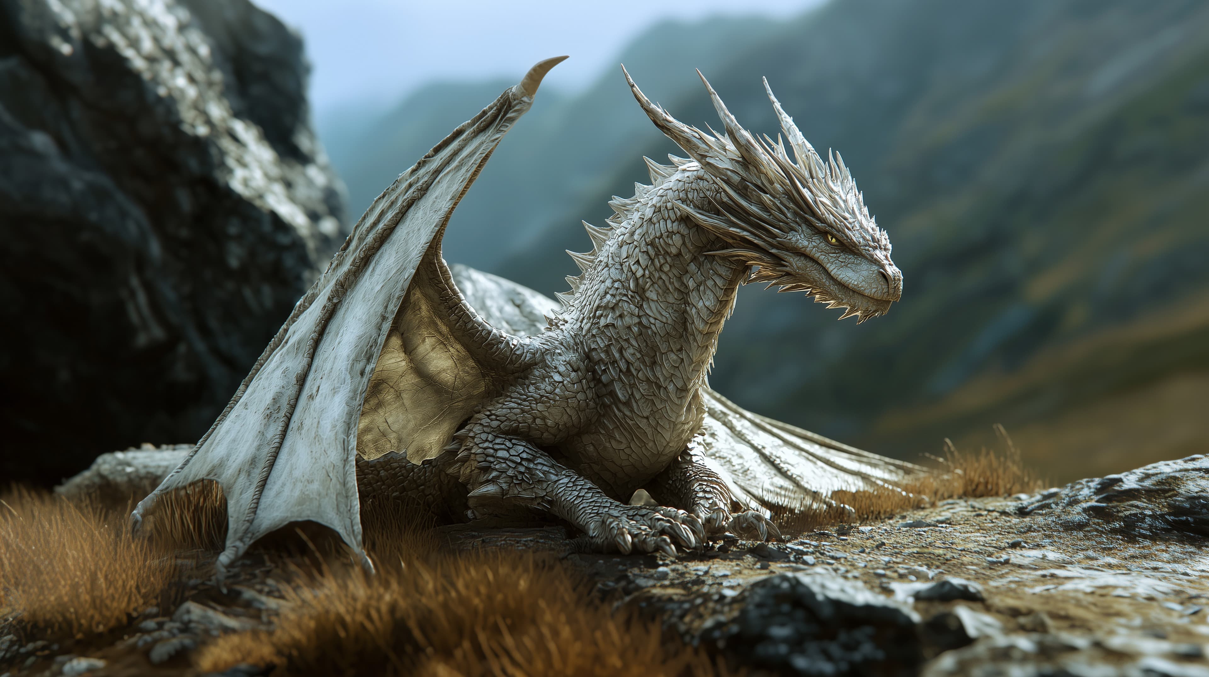 Mystic Mountain Dragon Fantasy Wallpaper – Epic Dragon Landscape - High Resolution atmospheric-scenery Wallpaper for Mobile and Desktop