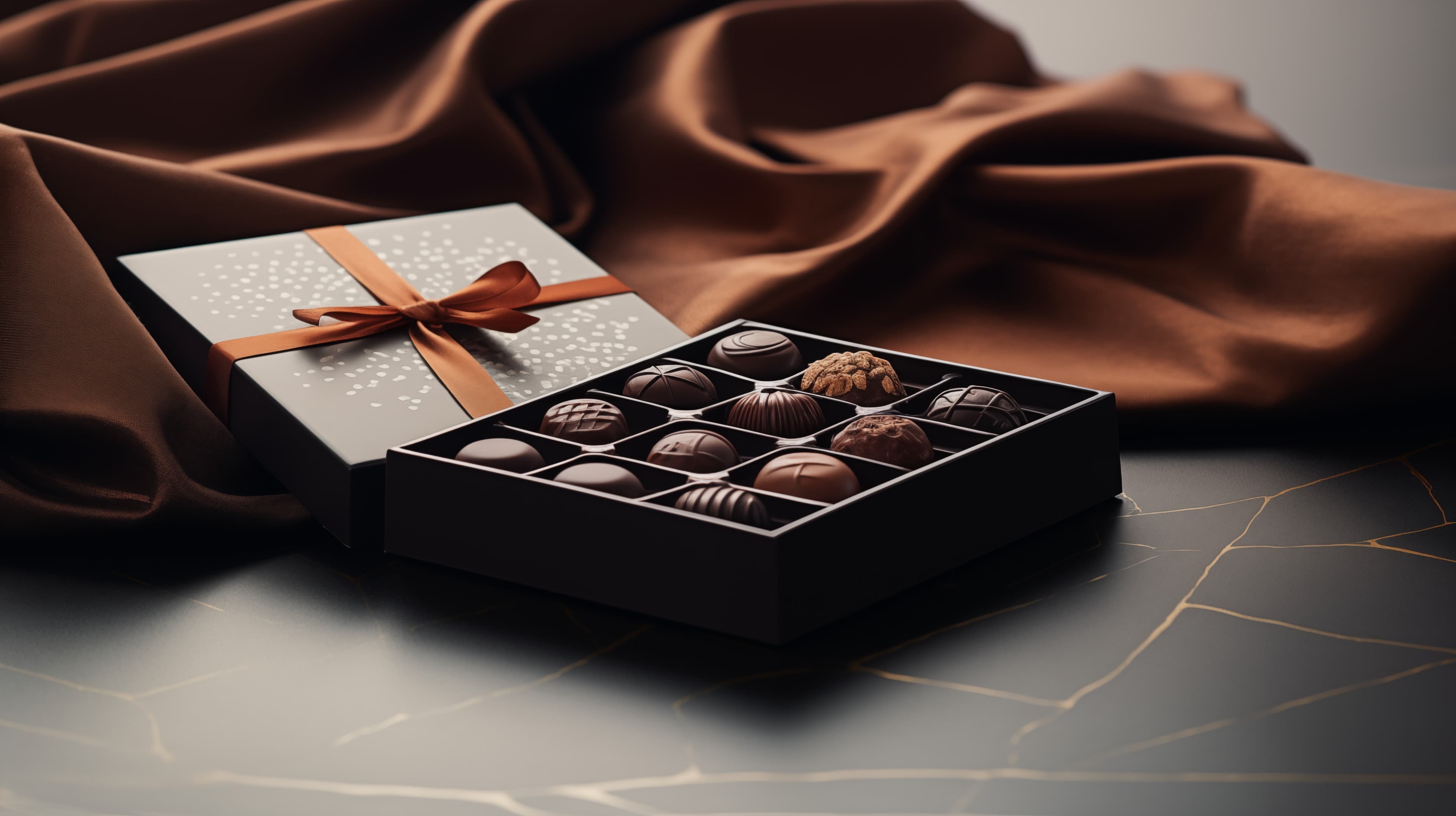 Luxurious Chocolate Gift Box with Assorted Truffles - High Resolution assorted-chocolates Wallpaper for Mobile and Desktop