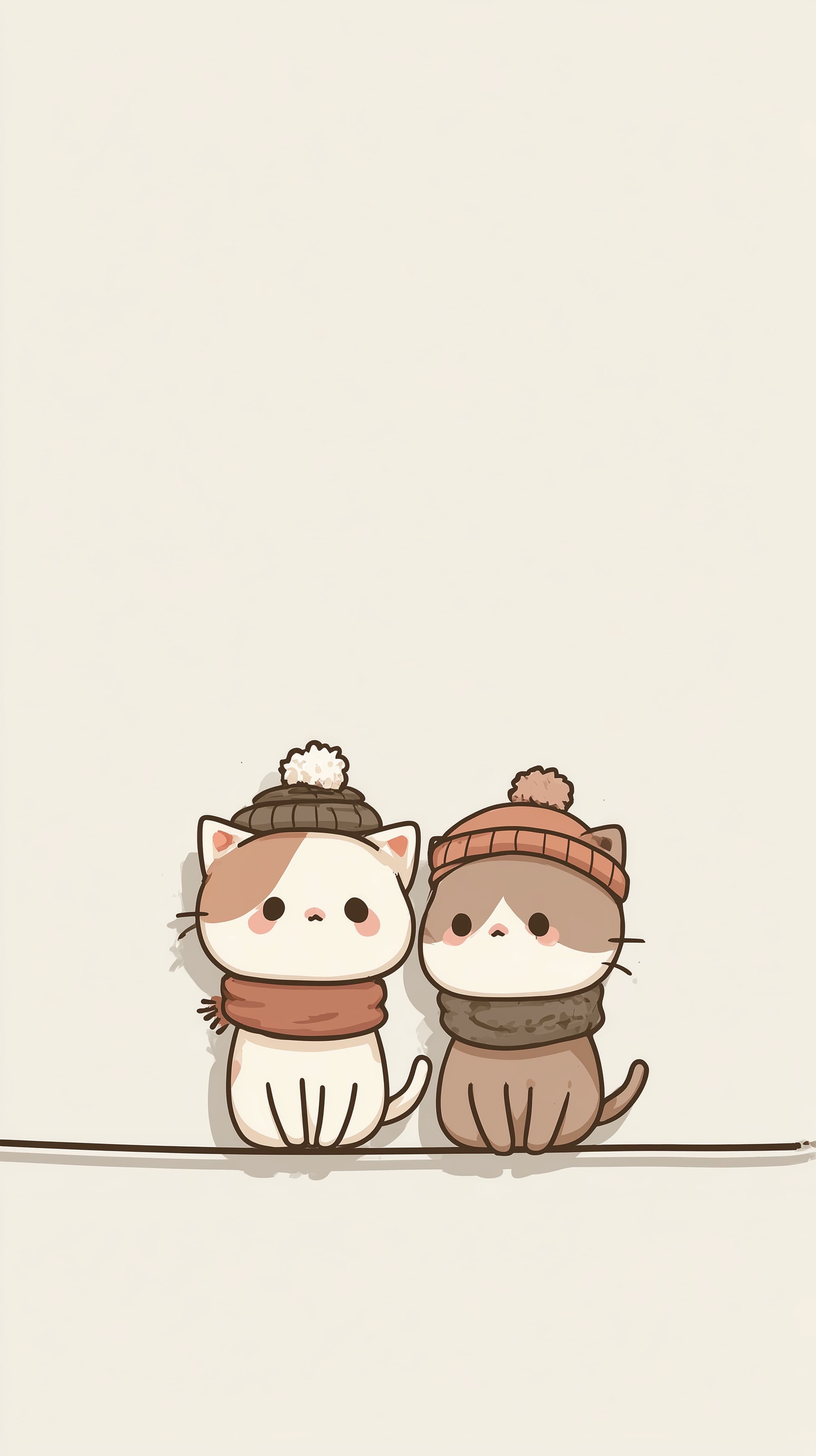 Cozy Winter Cats in Hats Cute Cartoon Desktop Wallpaper - High Resolution cartoon Wallpaper for Mobile and Desktop