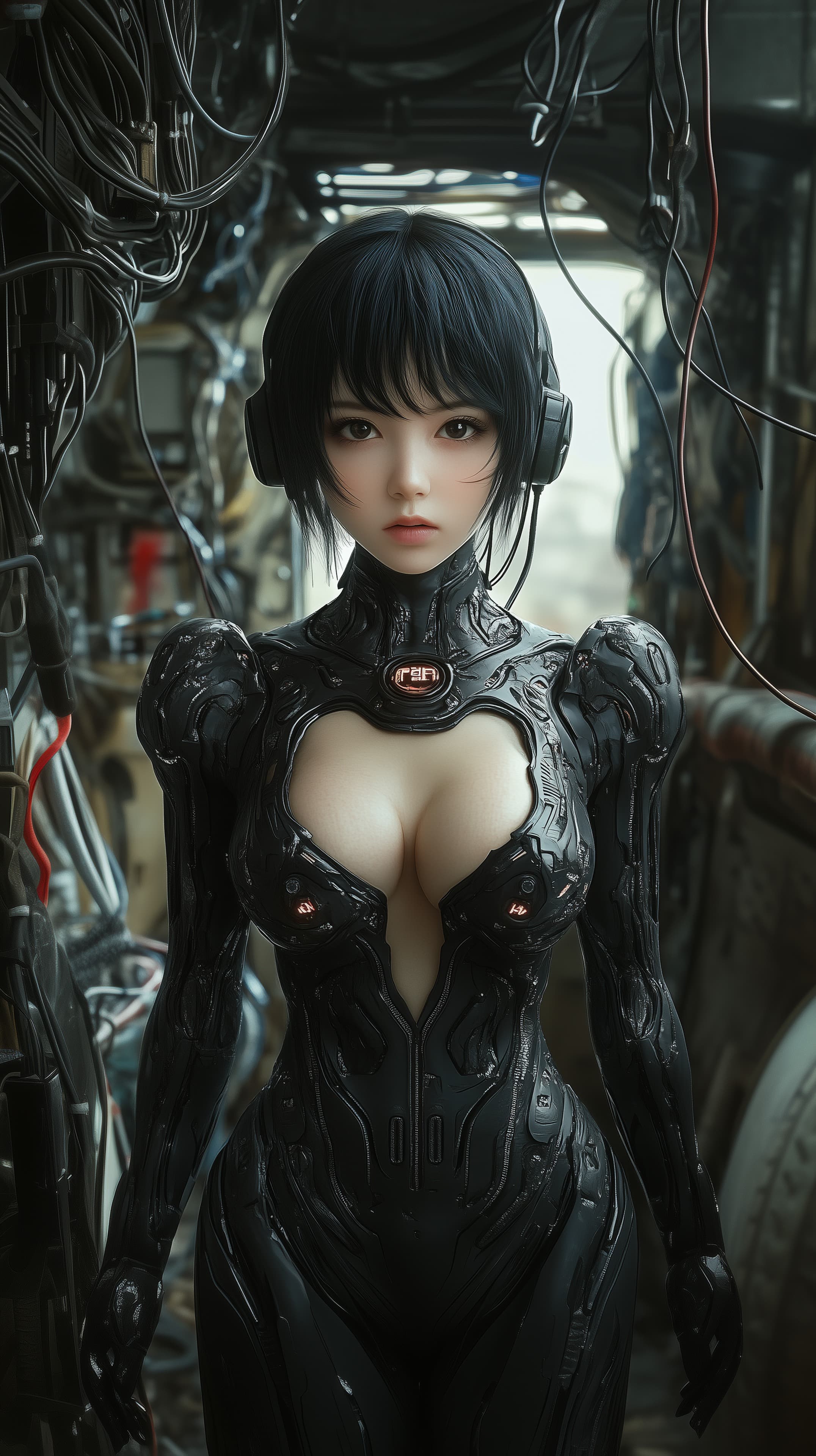 Futuristic female cyborg in a high-tech armored suit - High Resolution android Wallpaper for Mobile and Desktop