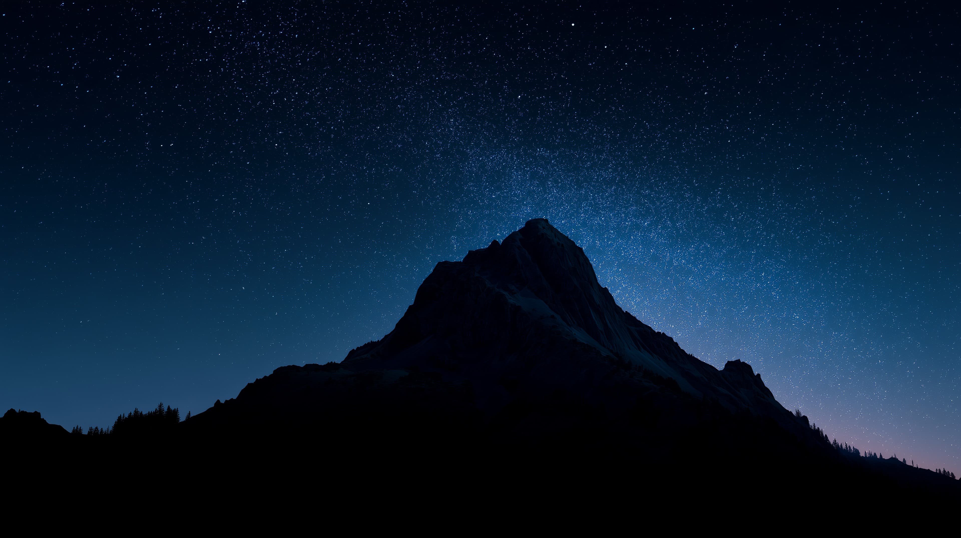 Night Sky Over Mountain Peak - Starry Summit Wallpaper - High Resolution mountain Wallpaper for Mobile and Desktop