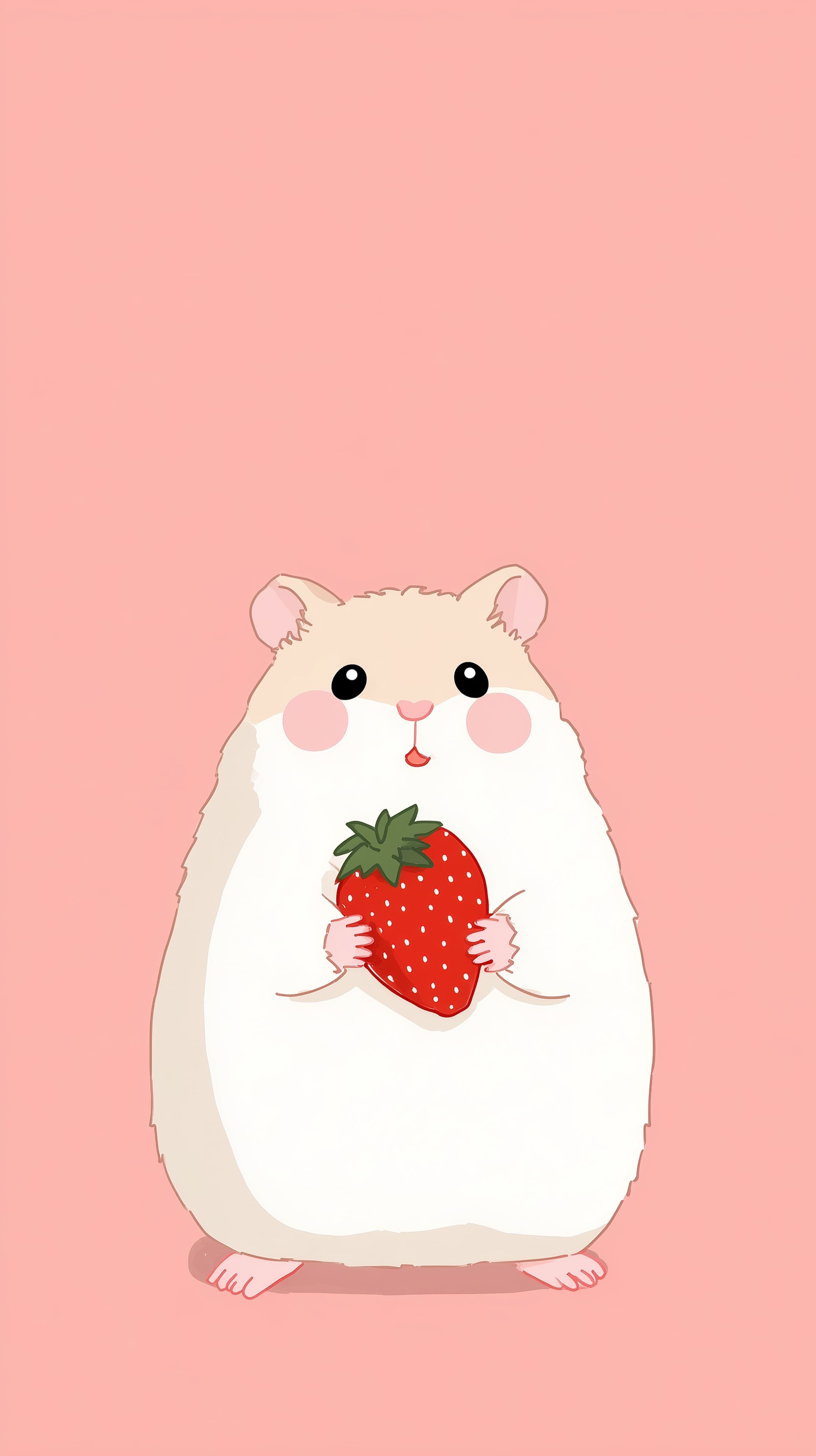 Pastel Cute Hamster Wallpaper Holding a Strawberry - High Resolution cartoon Wallpaper for Mobile and Desktop