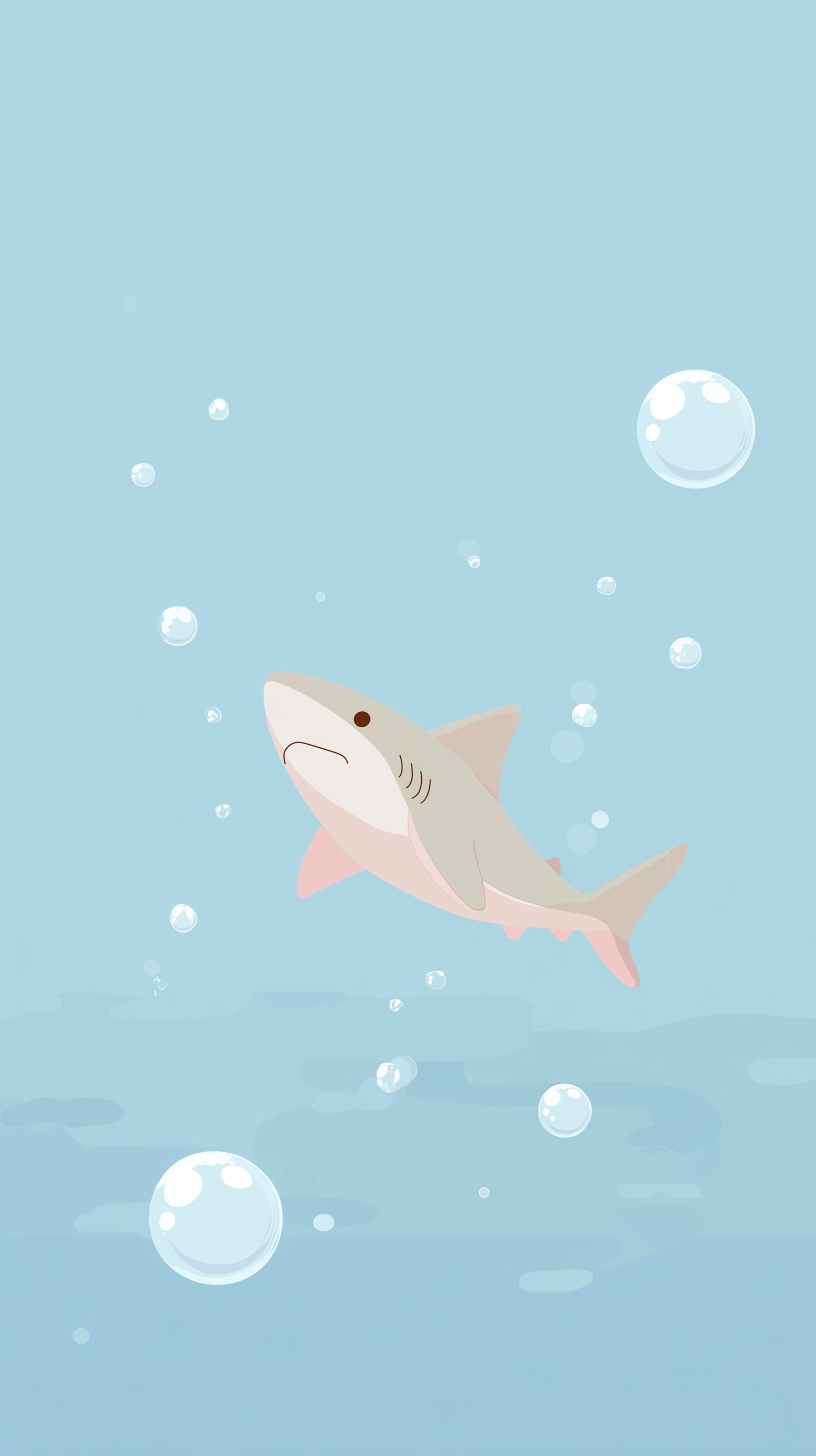 Soft Ocean Blue Cartoon Shark Wallpaper for Desktop - High Resolution blue Wallpaper for Mobile and Desktop