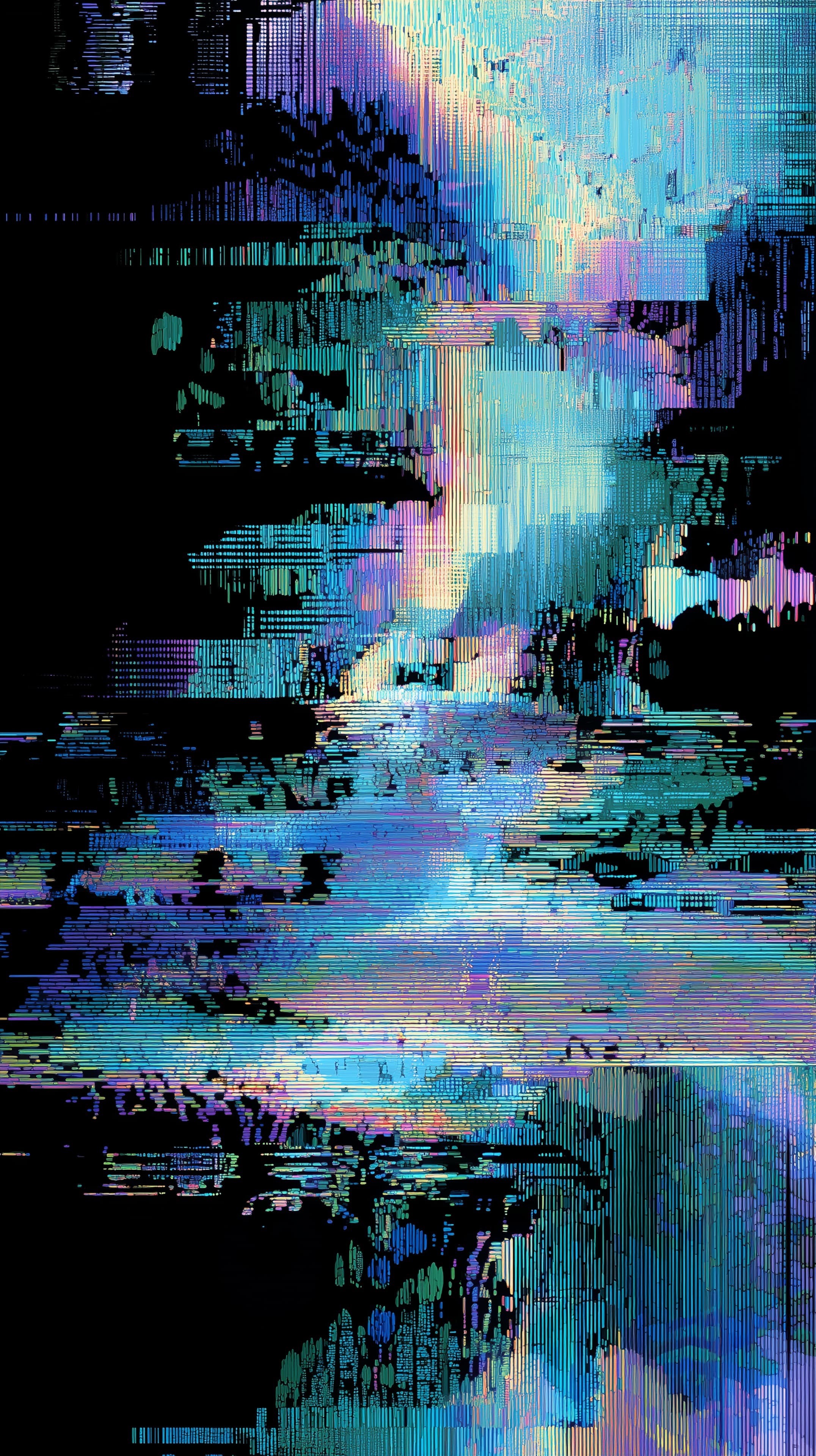 Neon Glitch Abstract Artwork Wallpaper Vibrant Digital Spectrum - High Resolution abstract Wallpaper for Mobile and Desktop