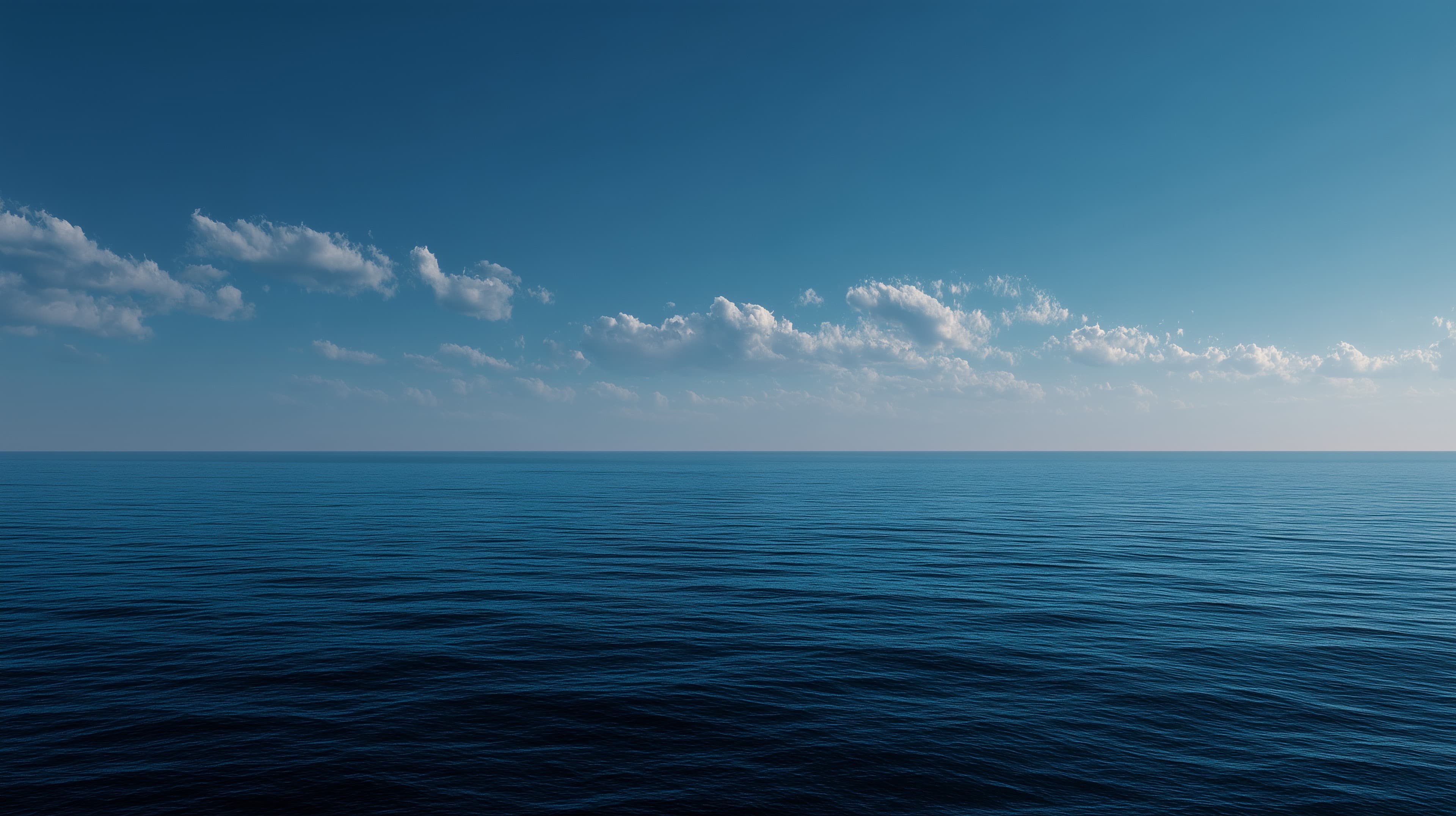Tranquil Ocean Horizon in Deep Blue Tones - Serene Seascape - High Resolution ocean Wallpaper for Mobile and Desktop