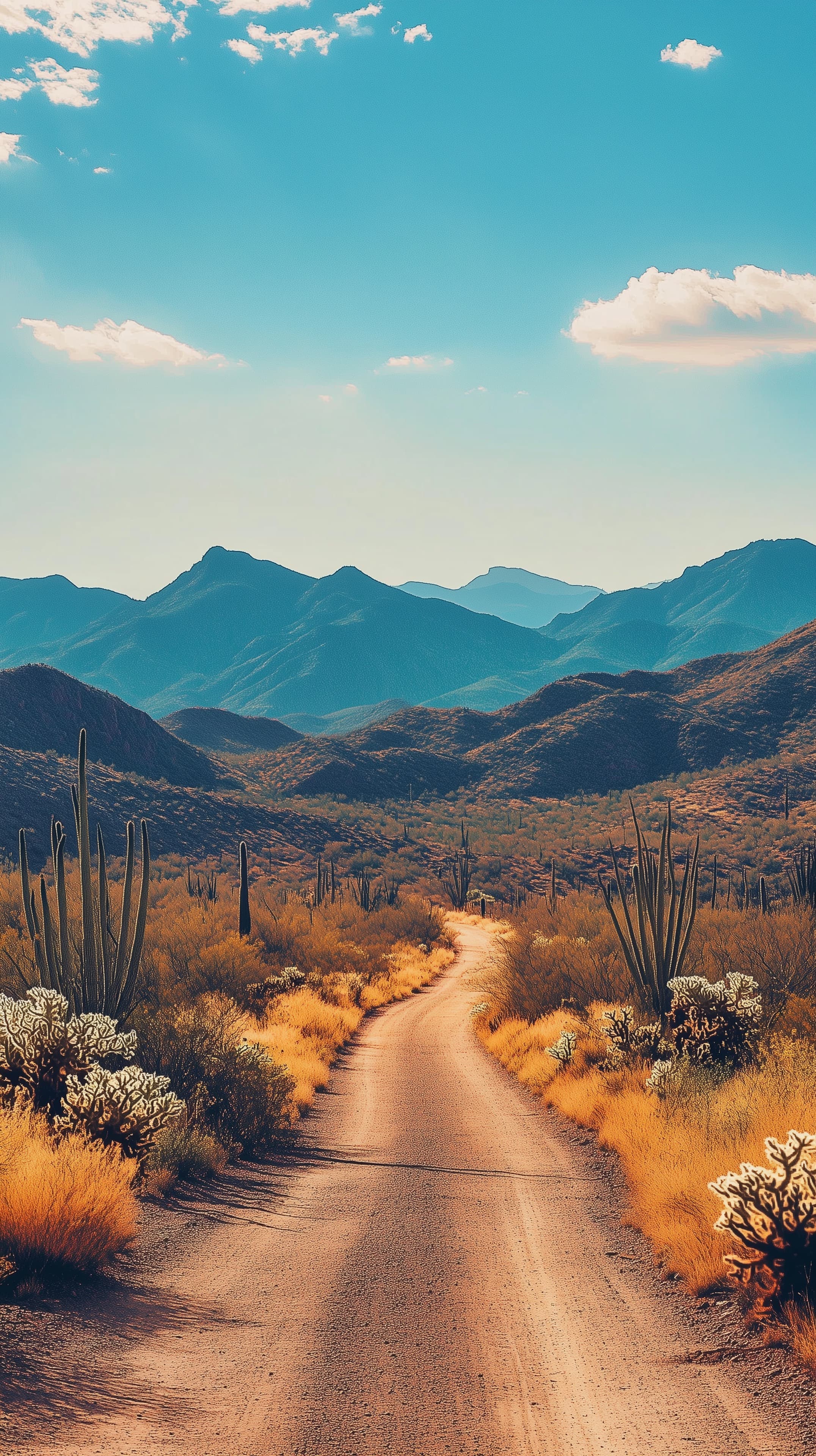 Desert Mountain Road at Sunrise – Warm Arid Landscape - High Resolution arid-desert Wallpaper for Mobile and Desktop
