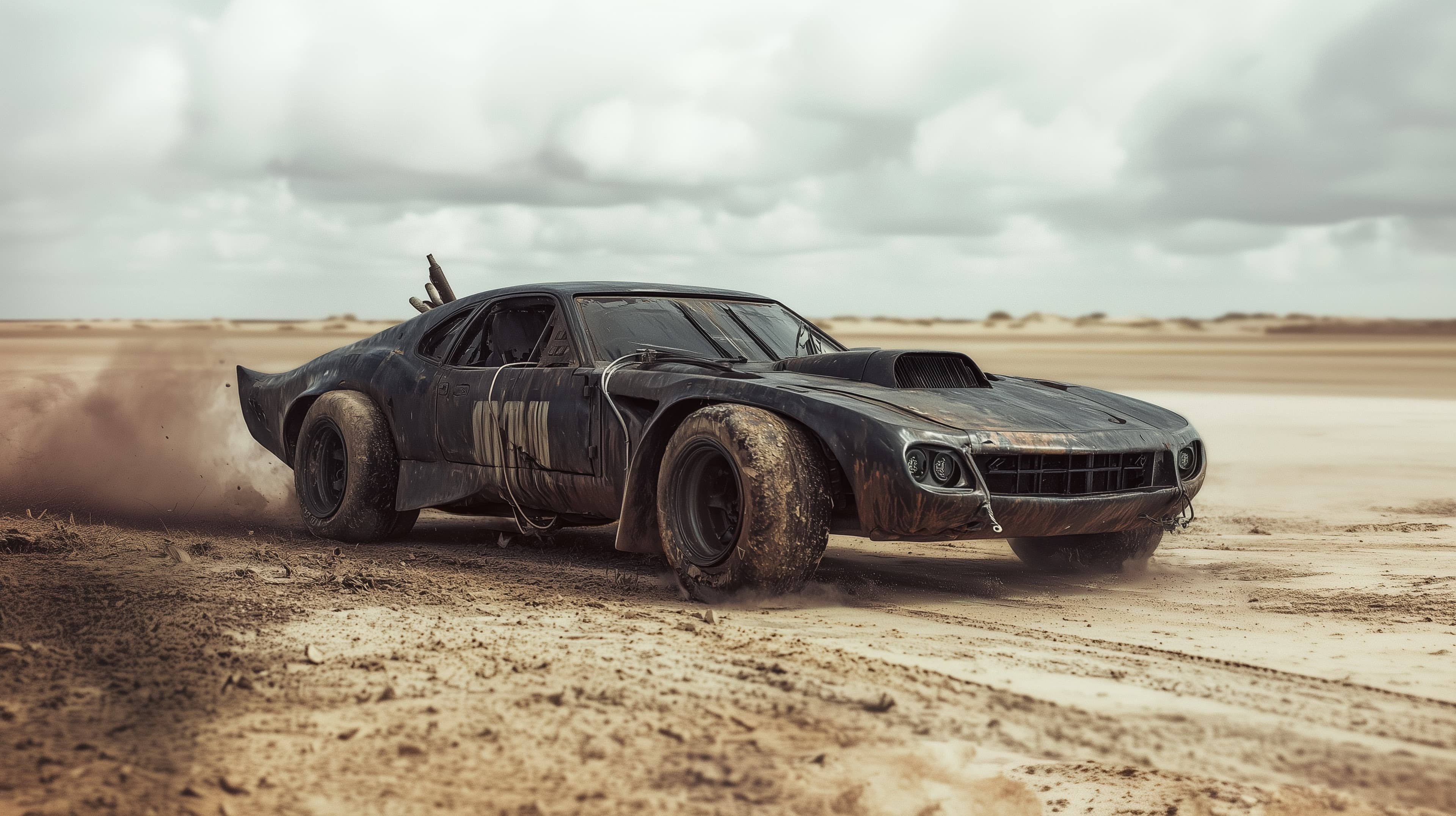 Desert Drifter: Rugged Car Powering Through Dusty Dunes - High Resolution automotive Wallpaper for Mobile and Desktop