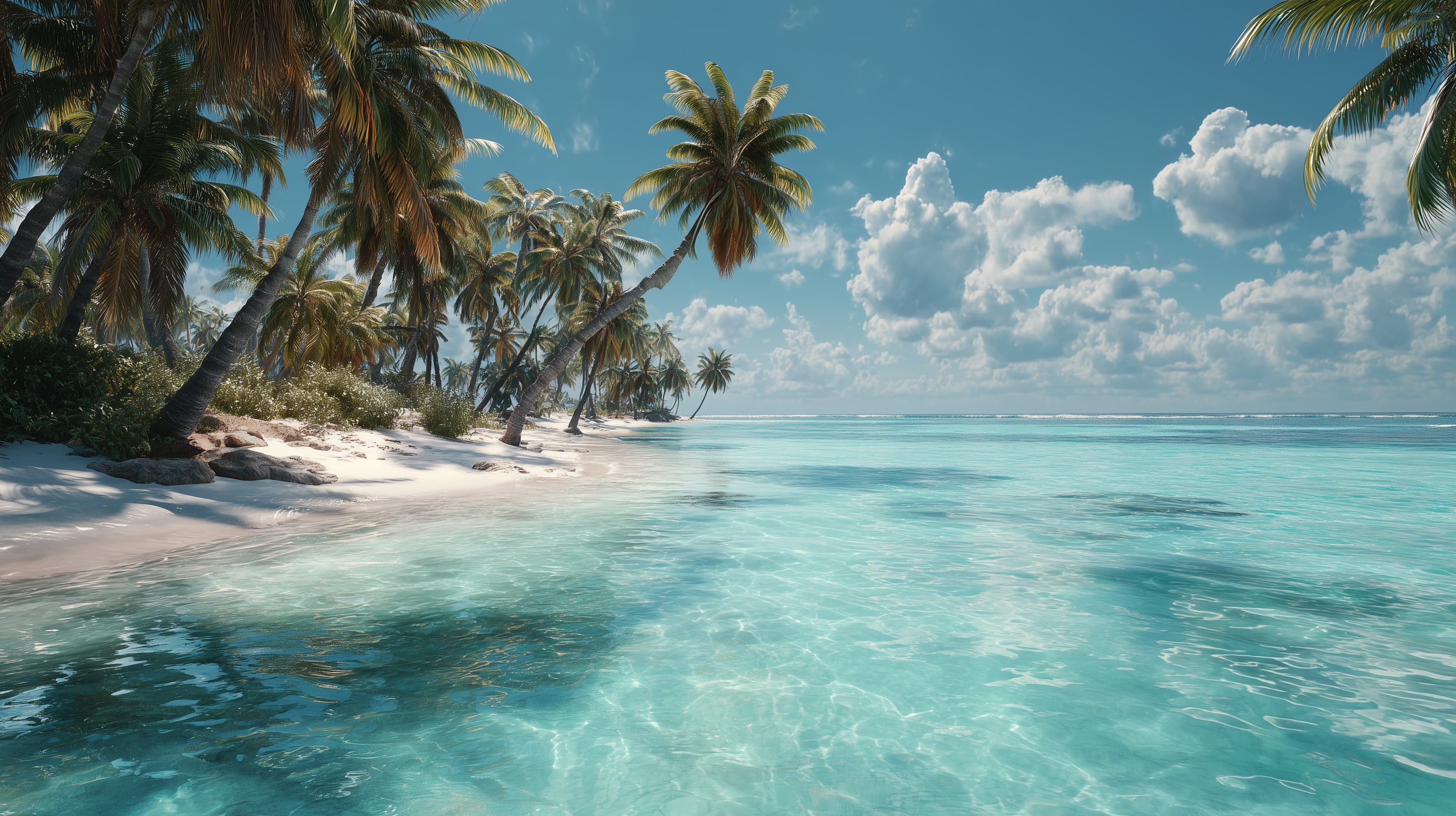 Tropical Beach Paradise with Turquoise Ocean Waves - High Resolution beach Wallpaper for Mobile and Desktop