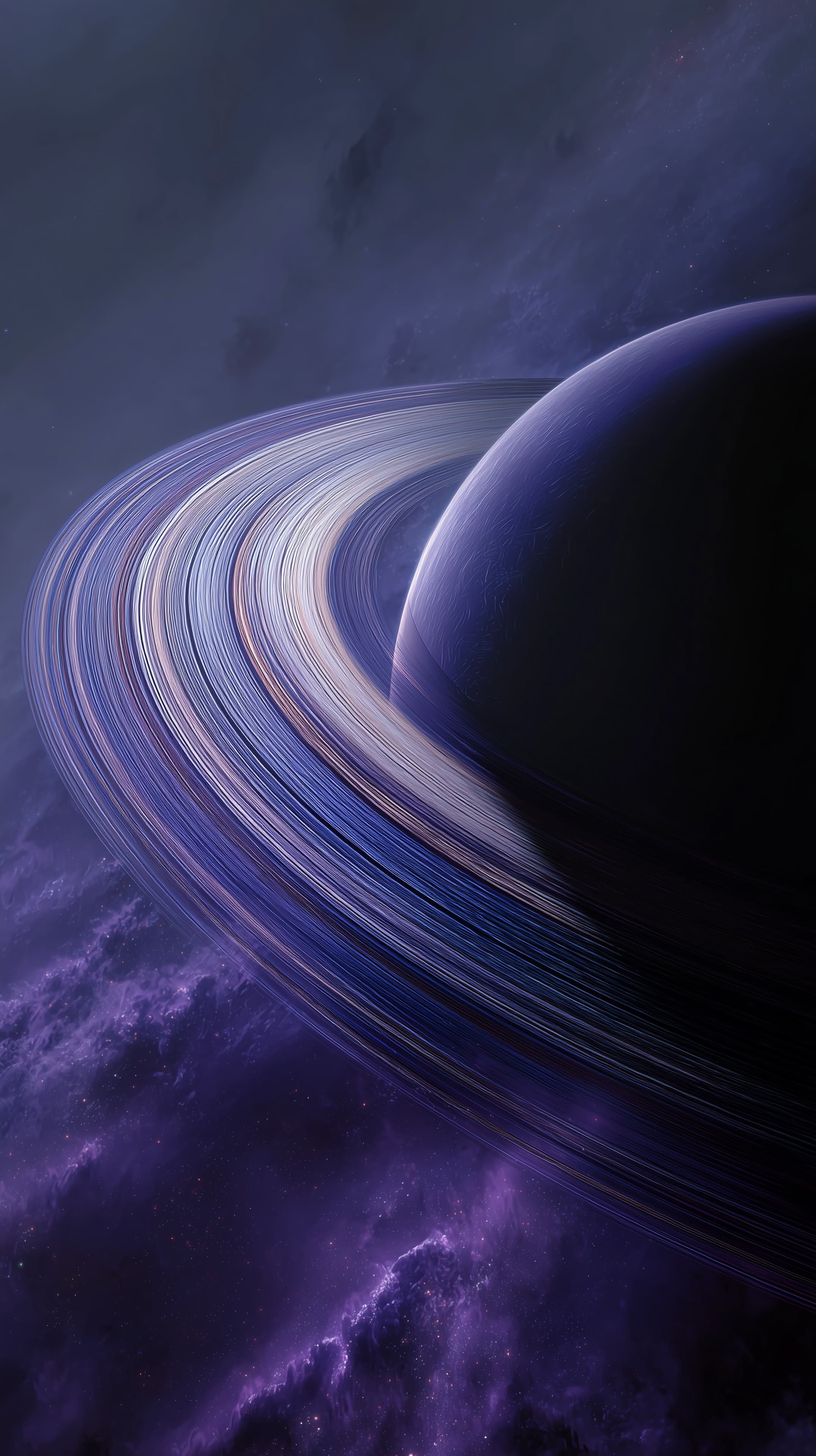 Epic Ringed Planet Scene with Glowing Nebula Background - High Resolution astronomy Wallpaper for Mobile and Desktop