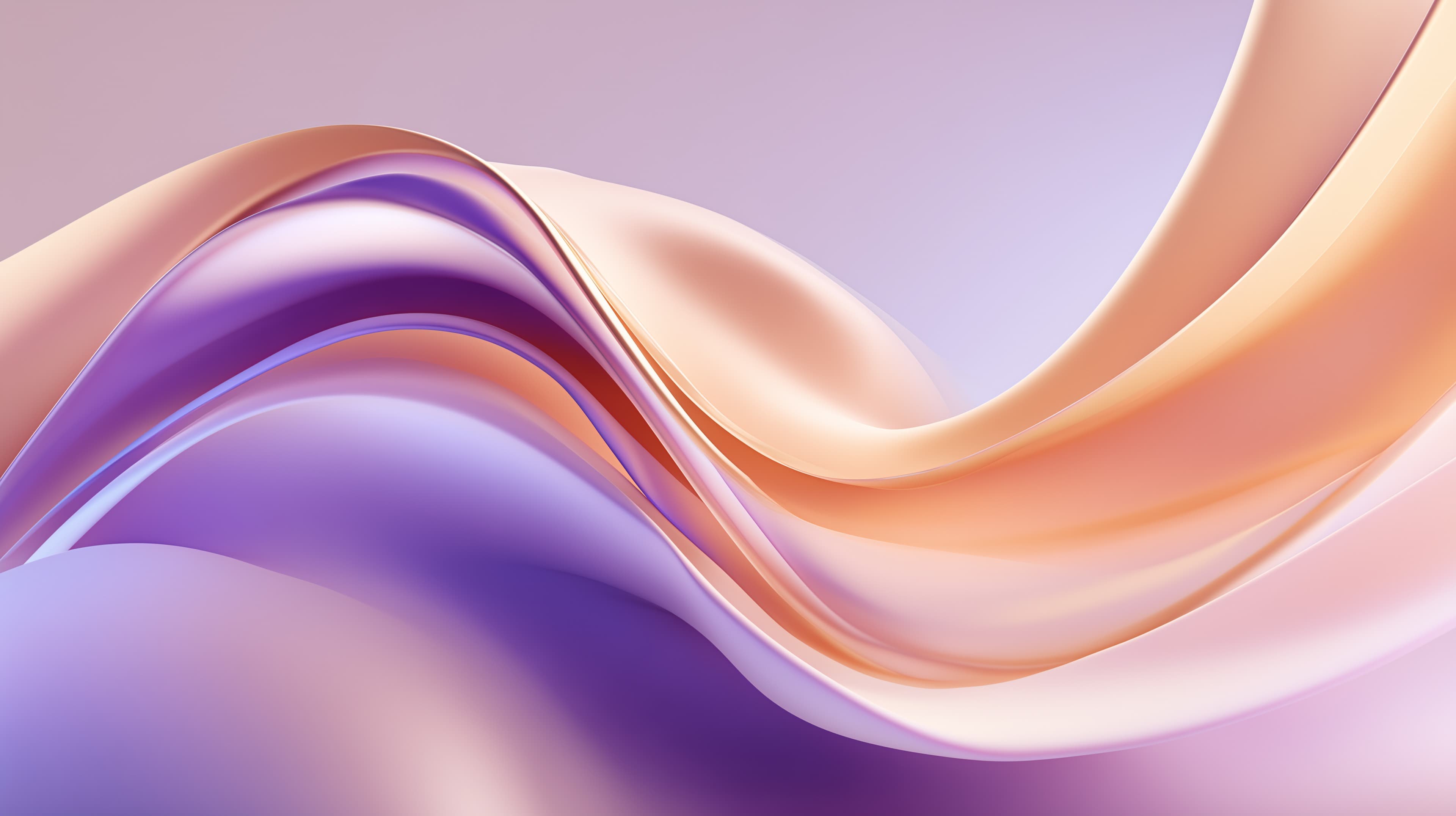 Soft Gradient Ribbon Abstract Wallpaper in Peach and Purple - High Resolution abstract Wallpaper for Mobile and Desktop