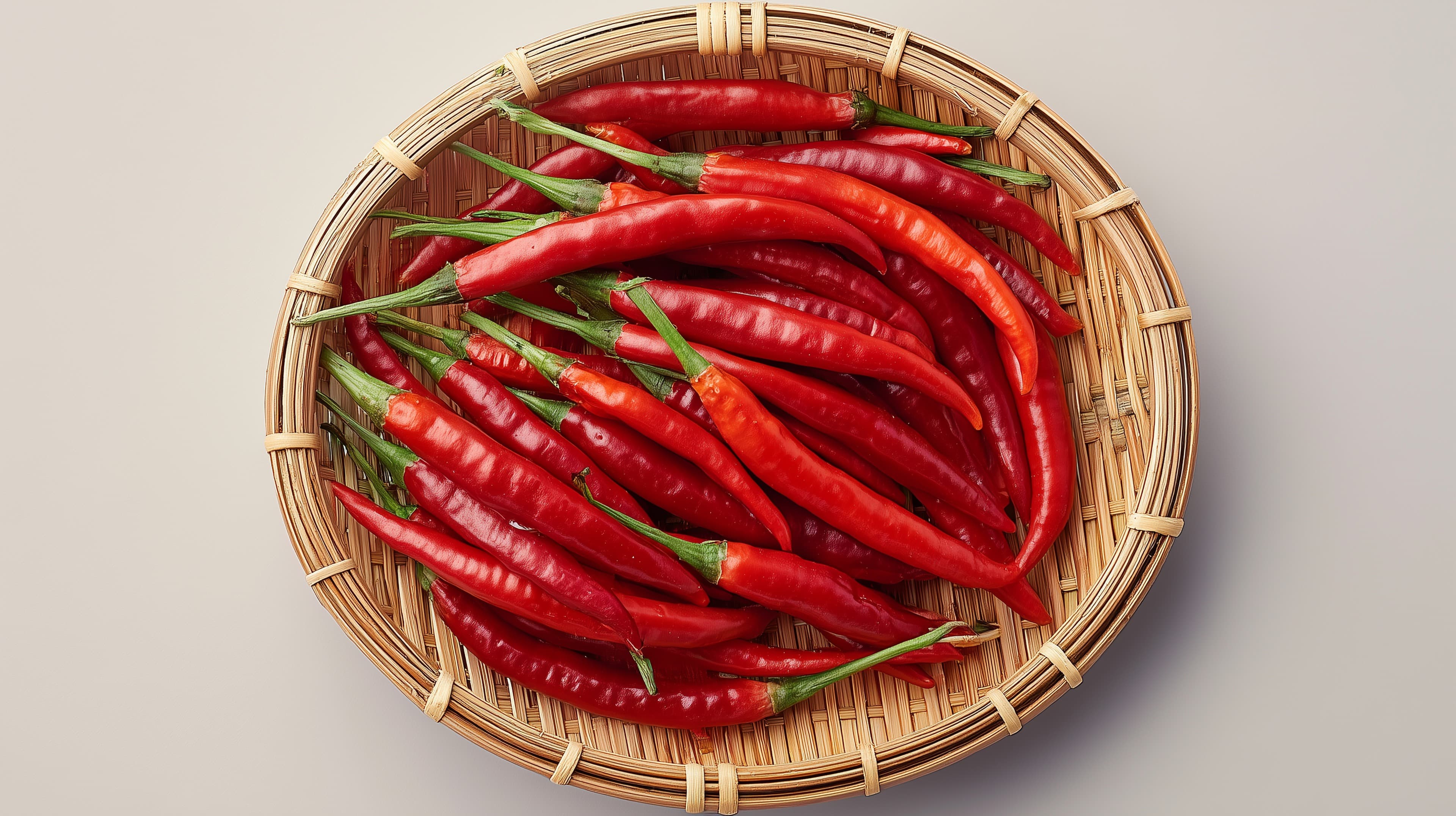 Vibrant Red Chili Peppers in a Rustic Woven Basket – Wallpaper - High Resolution chilies Wallpaper for Mobile and Desktop