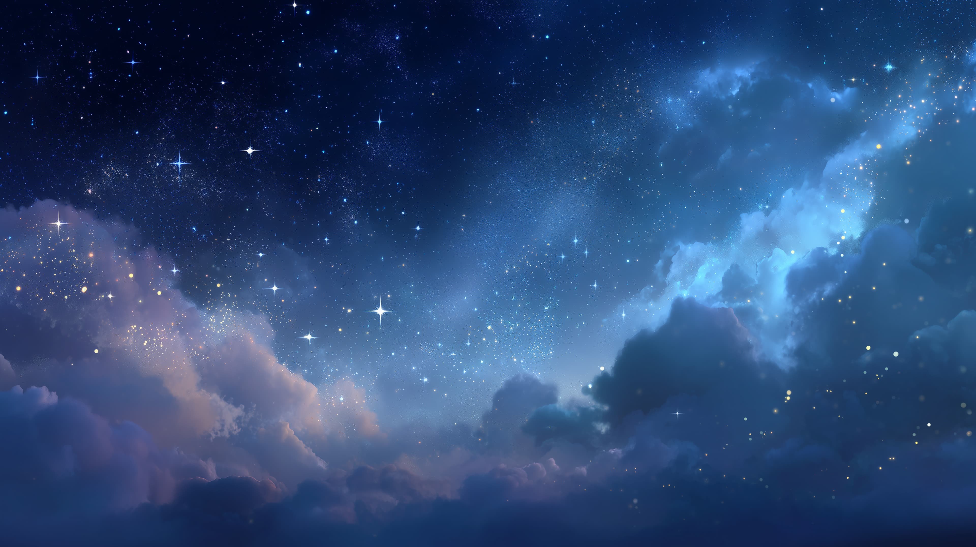 Dreamy Night Sky with Stars and Nebula Clouds Wallpaper - High Resolution blue-gradient Wallpaper for Mobile and Desktop