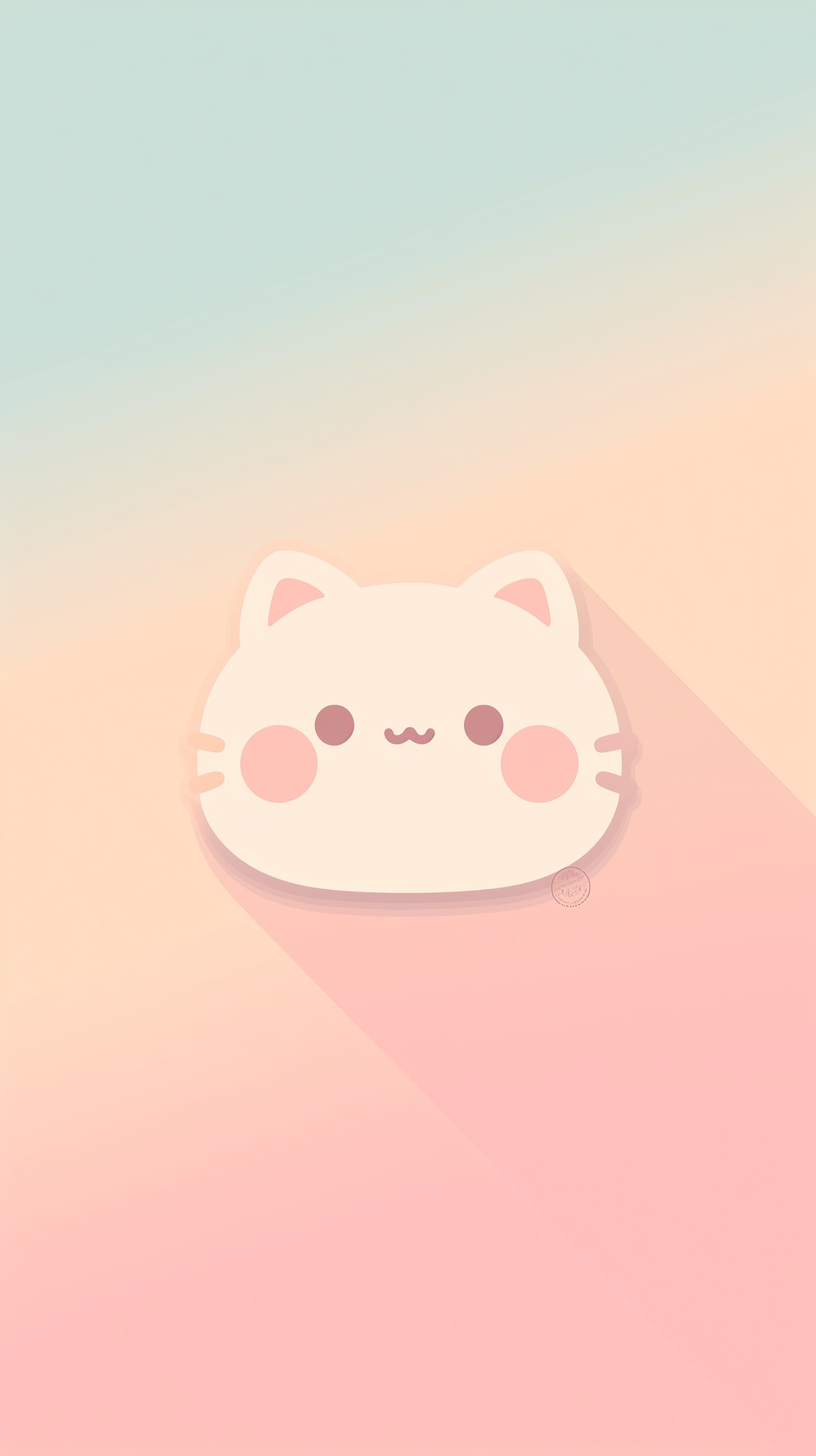 Pastel Kawaii Cat Head Wallpaper, Soft Gradient Background - High Resolution pastel Wallpaper for Mobile and Desktop