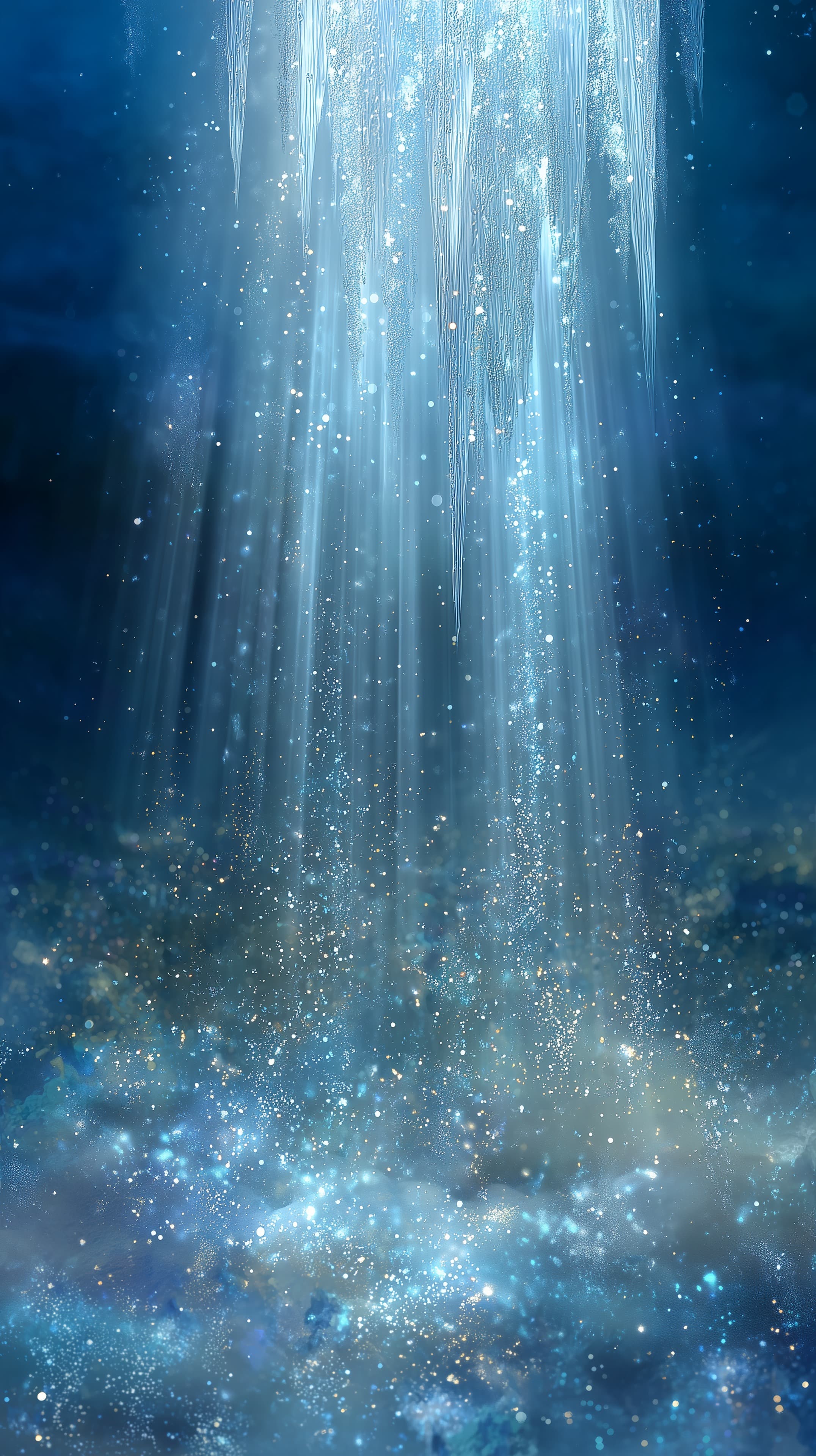 Azure Icefall: Glimmering Cascading Light Beams wallpaper - High Resolution abstract-backdrop Wallpaper for Mobile and Desktop