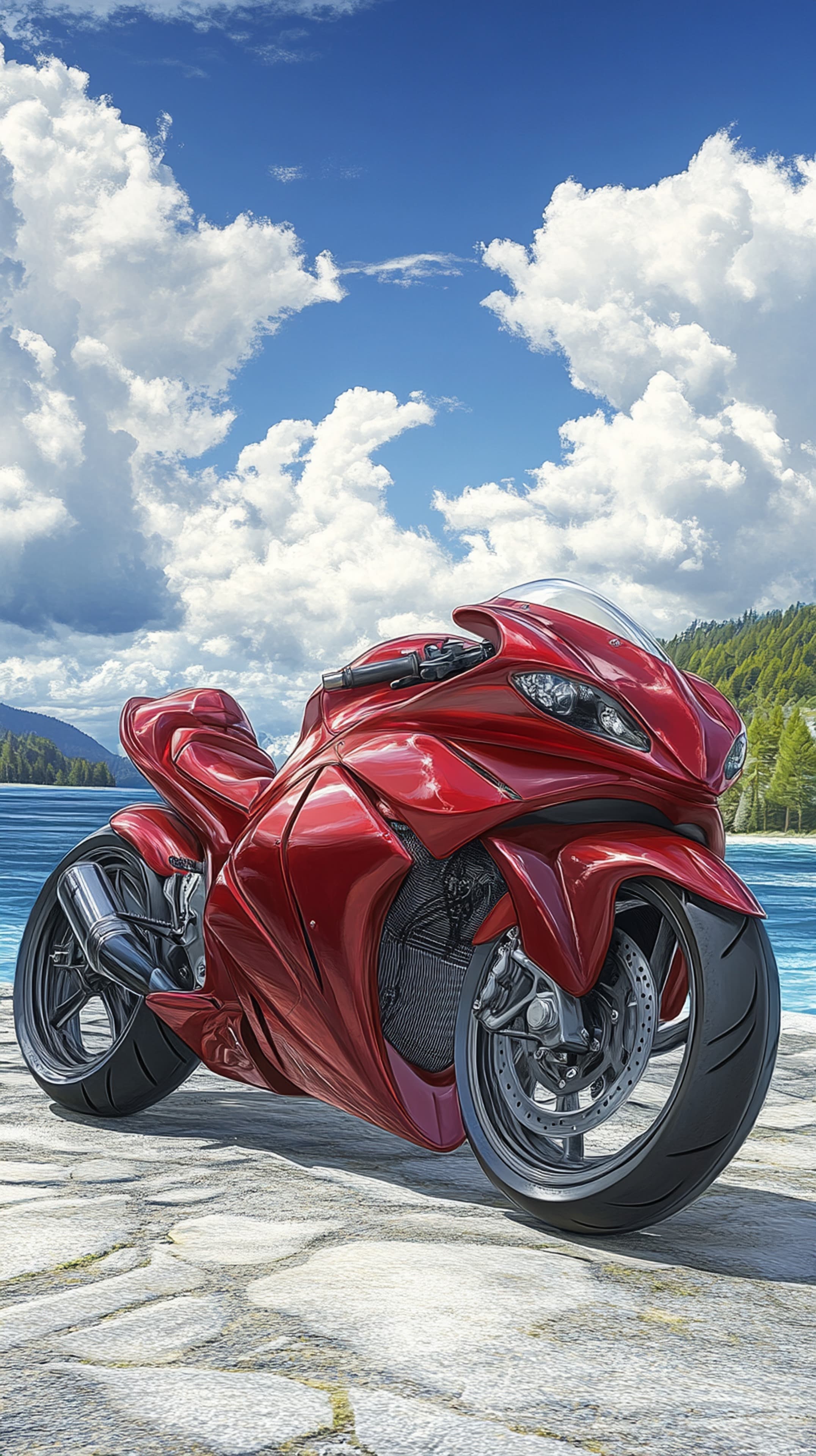 Pastel Cherry Blossom Street with a Classic White Scooter - High Resolution scooter Wallpaper for Mobile and Desktop