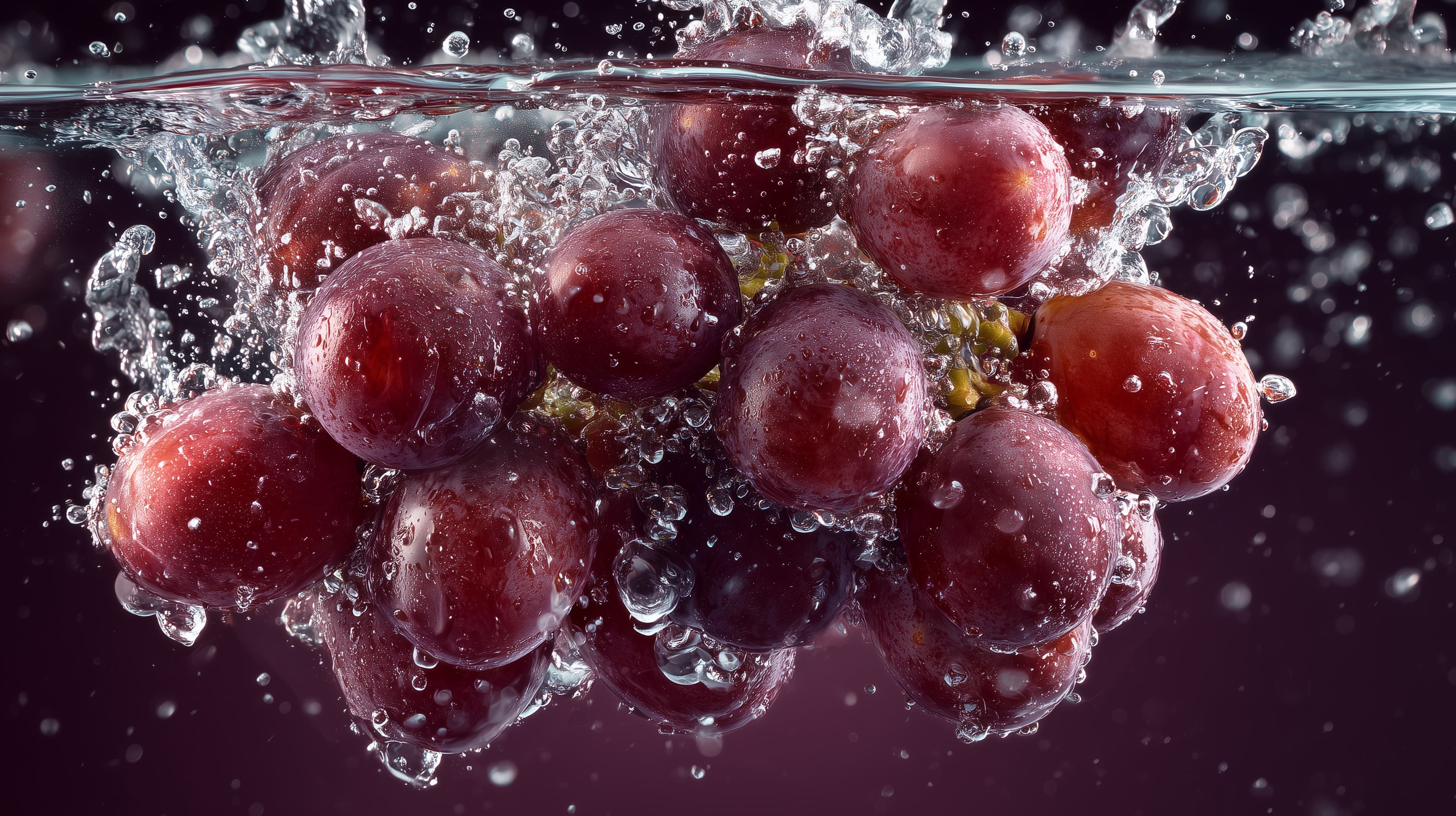 Red Grapes Under Water Splash Wallpaper - Vibrant Fresh Scene - High Resolution red-grapes Wallpaper for Mobile and Desktop