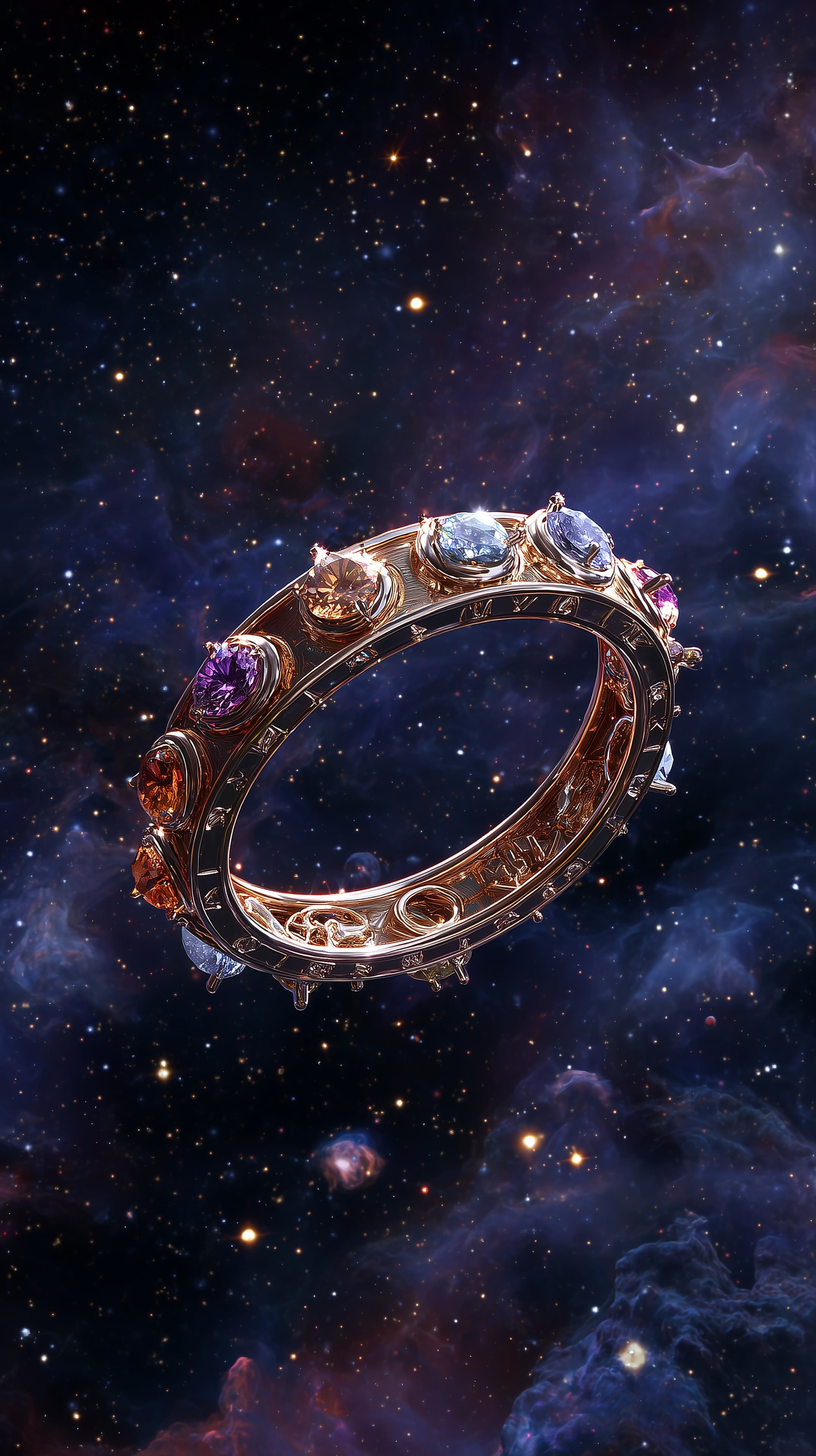 Galactic Gem Ring in Space: Cosmic Jewelry Wallpaper - High Resolution celestial-art Wallpaper for Mobile and Desktop