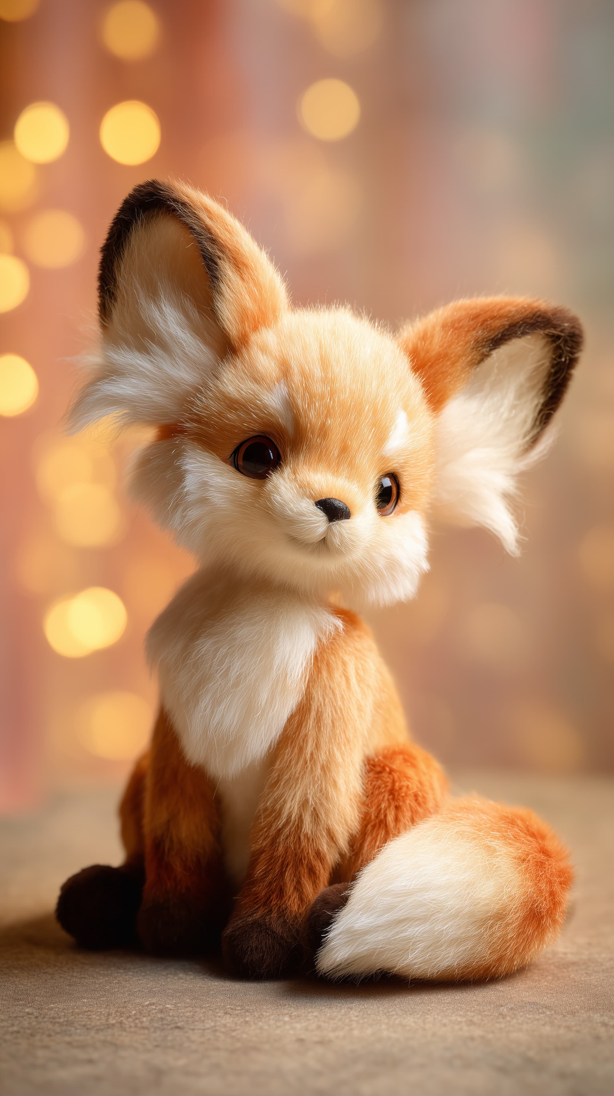 Adorable Plush Fox Wallpaper with Soft Fur and Warm Bokeh - High Resolution bokeh-background Wallpaper for Mobile and Desktop