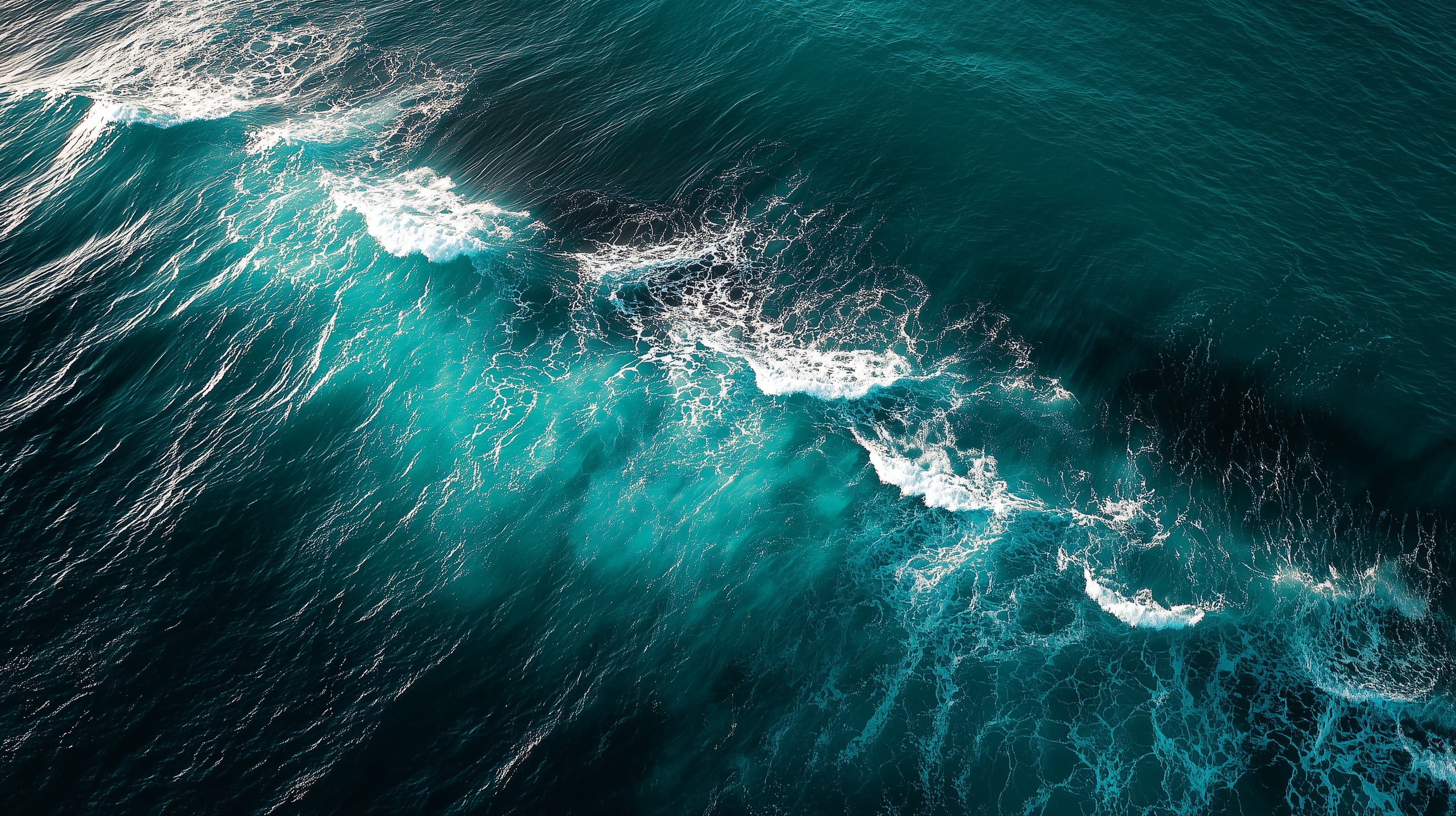Aerial Ocean Waves Wallpaper in Teal Turquoise Sea - High Resolution ocean-wallpaper Wallpaper for Mobile and Desktop