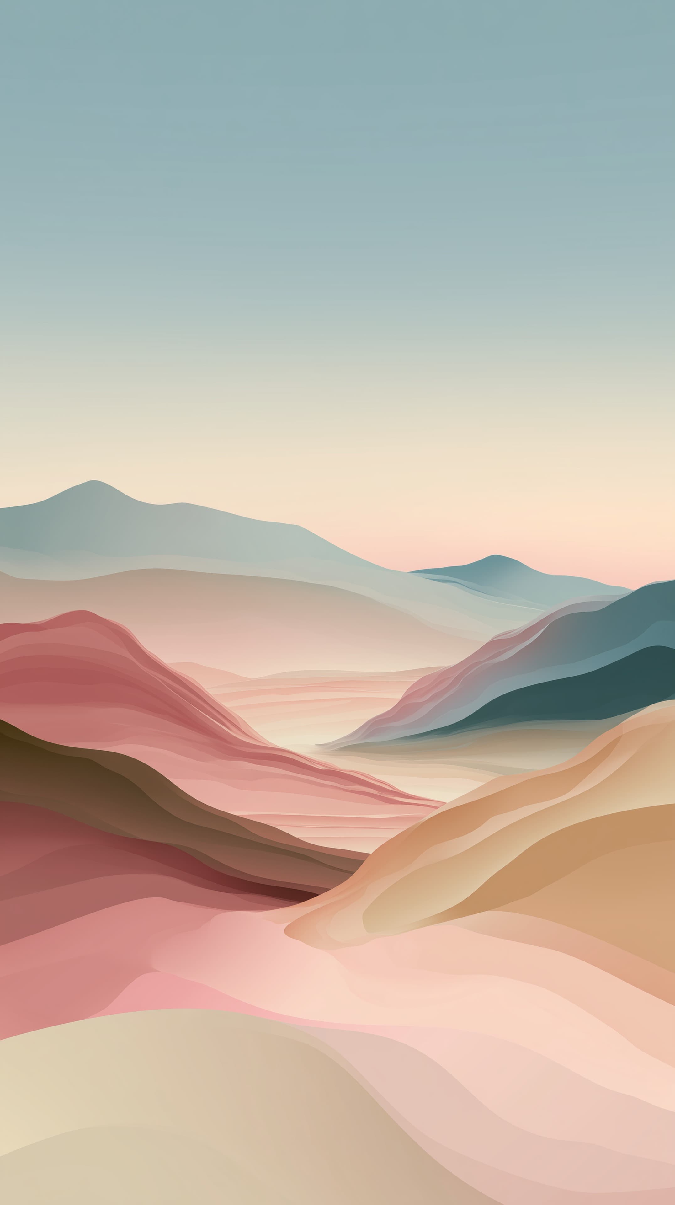 Pastel Desert Dunes — Abstract Landscape Wallpaper with Gradients - High Resolution abstract Wallpaper for Mobile and Desktop