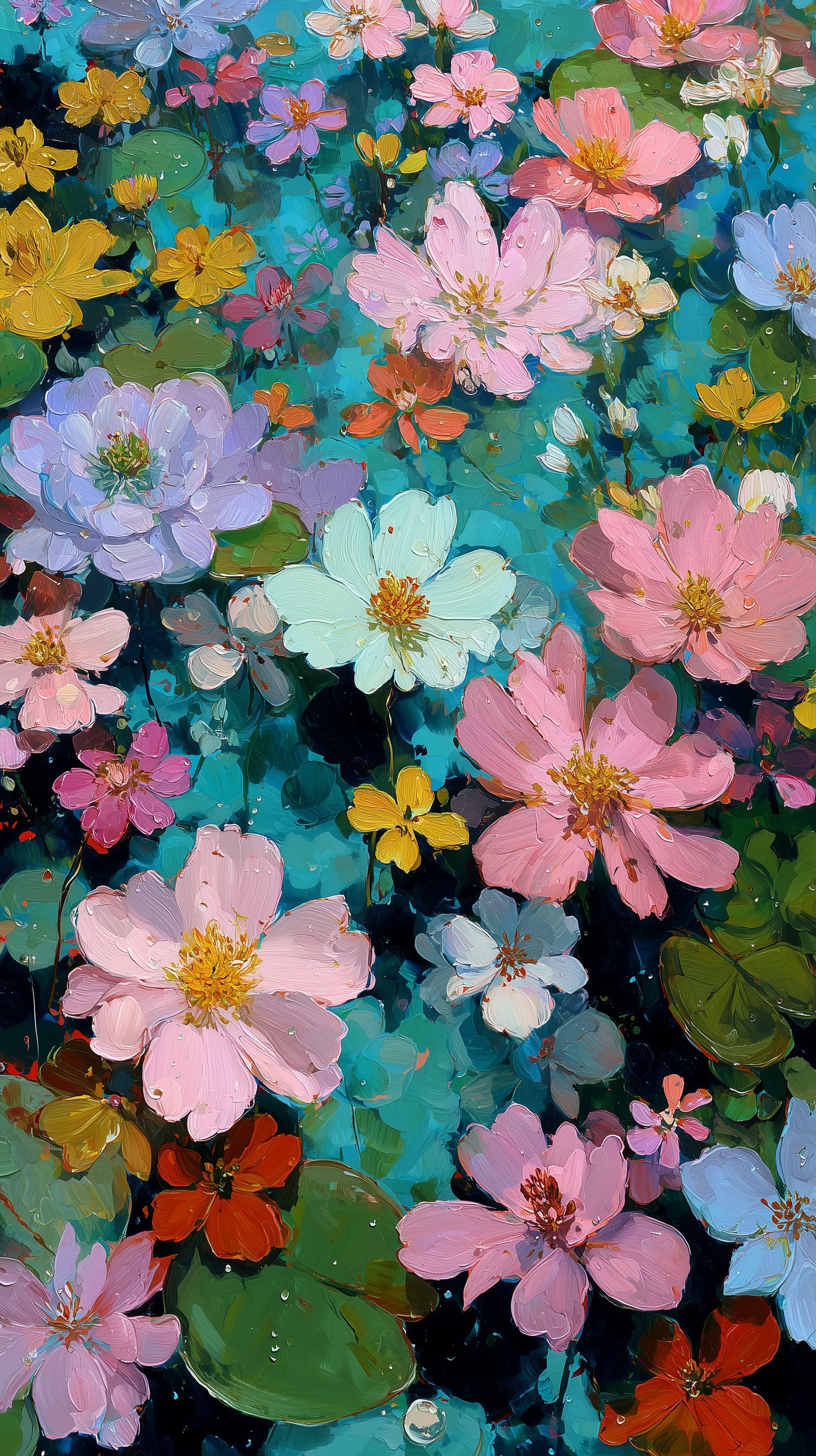 Vibrant Floral Canvas: Colorful Blooming Garden Wallpaper - High Resolution abstract-art Wallpaper for Mobile and Desktop