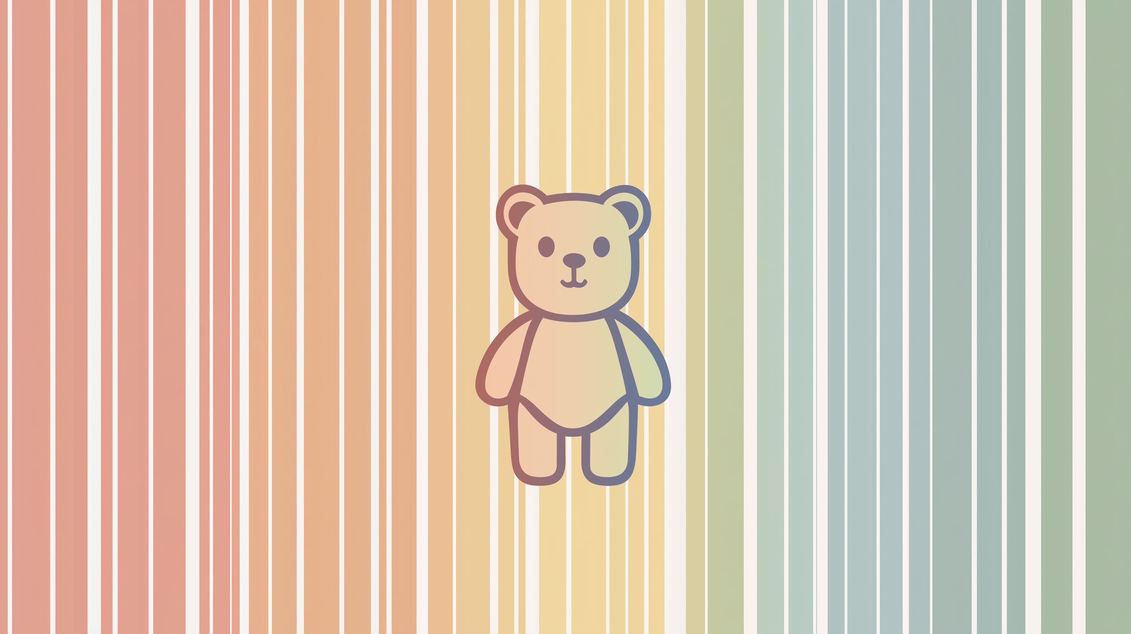 Pastel Rainbow Stripes Wallpaper with Cute Teddy Bear - High Resolution cartoon Wallpaper for Mobile and Desktop