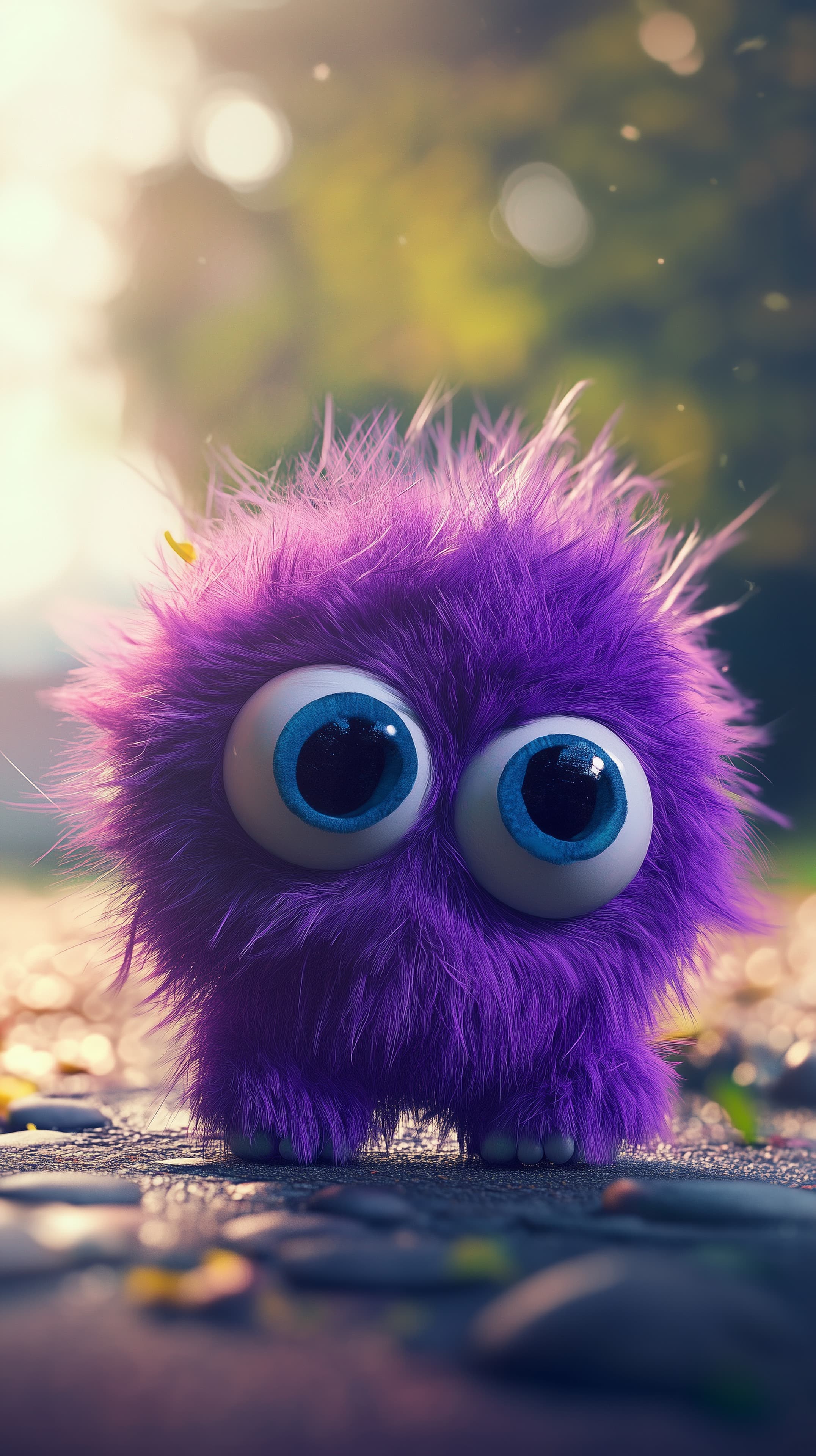 Cute Purple Furry Monster Wallpaper with Big Blue Eyes - High Resolution big-eyes Wallpaper for Mobile and Desktop