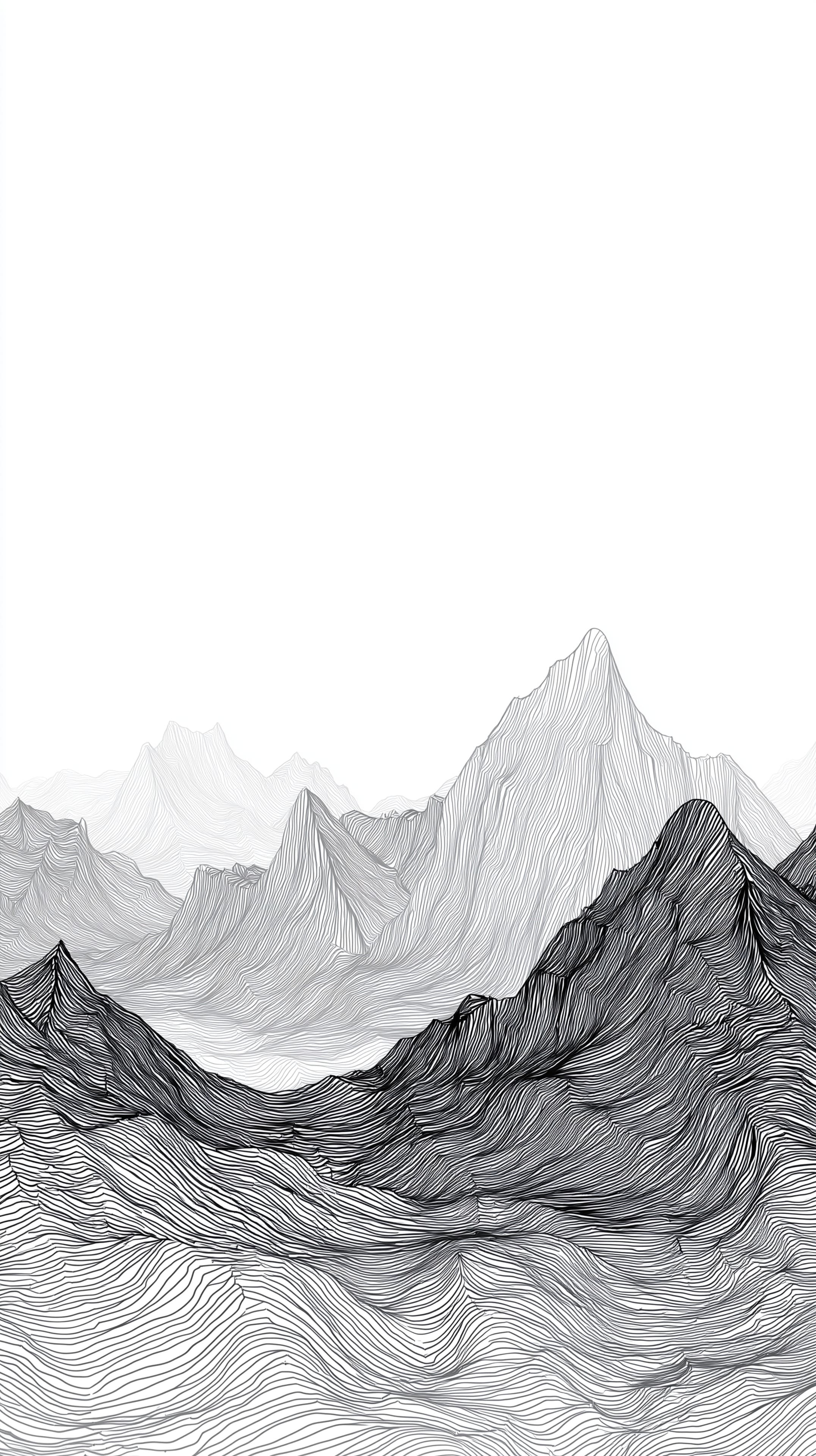 Monochrome Mountain Line Art Wallpaper Abstract Ridge Landscape - High Resolution abstract Wallpaper for Mobile and Desktop