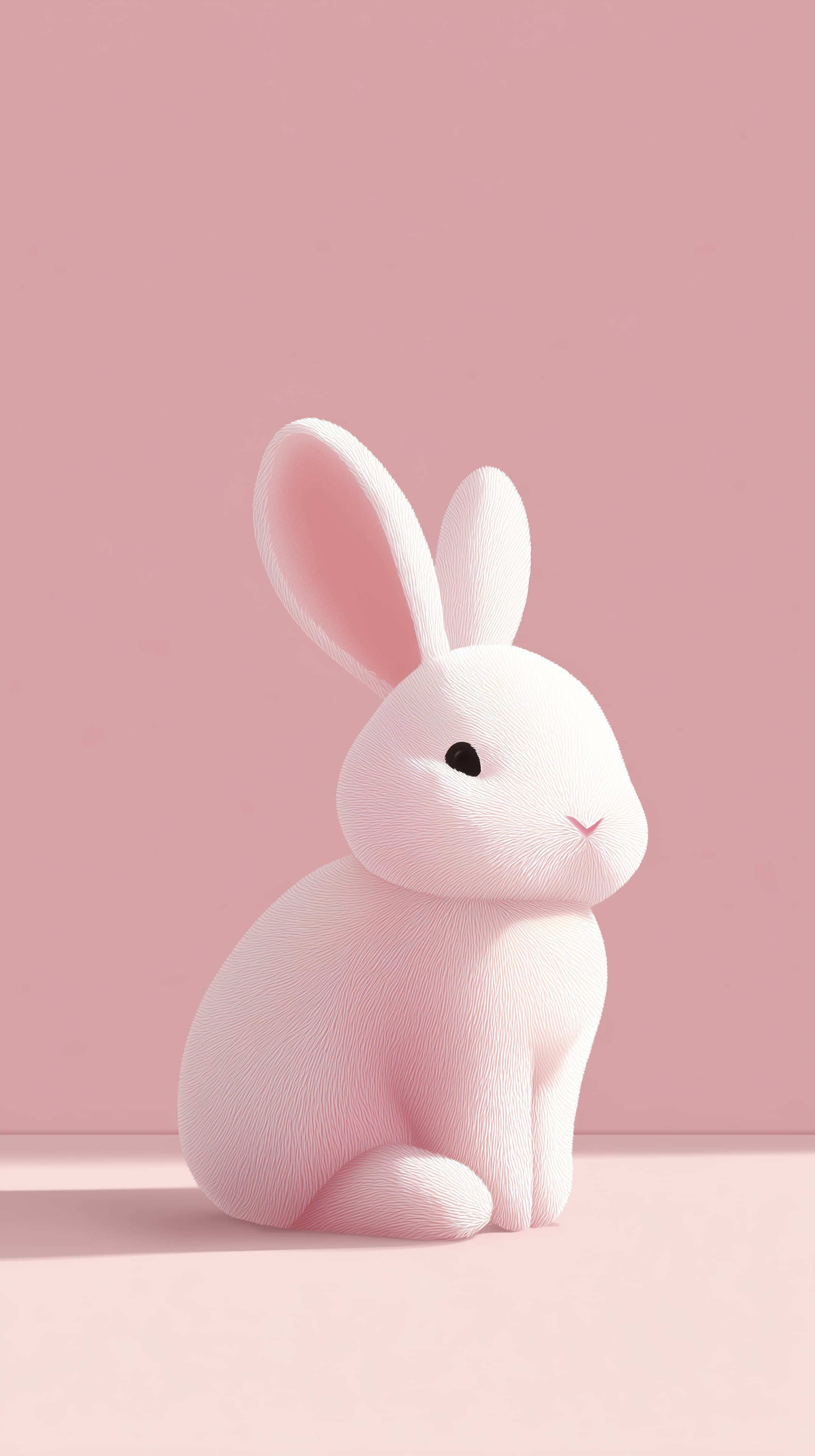 Pastel Pink Bunny 3D Wallpaper - Soft Cute Illustration - High Resolution 3d-bunny Wallpaper for Mobile and Desktop