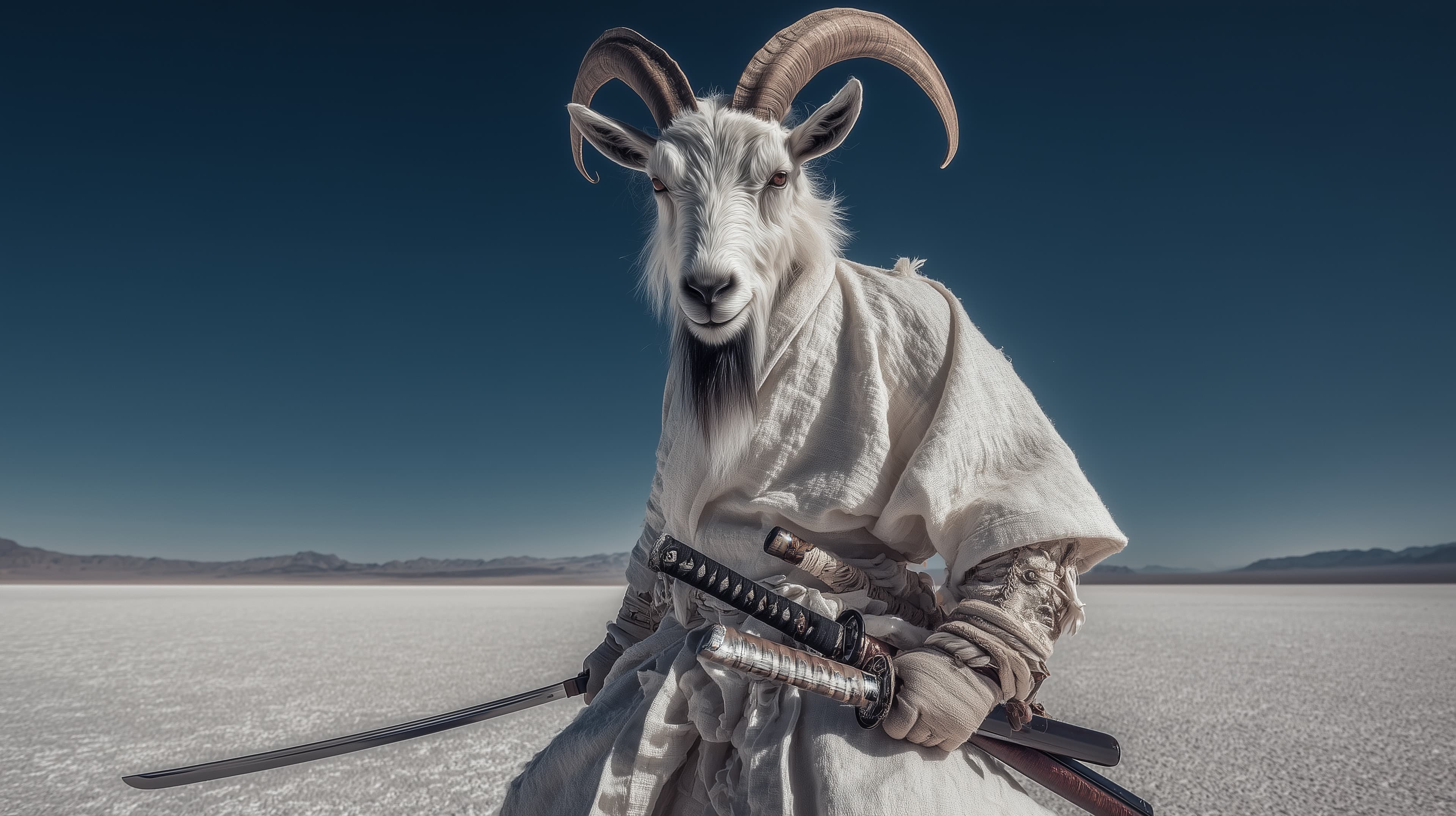 Mythic White Ram Warrior in Desert – Fantasy Wallpaper - High Resolution fantasy-ram Wallpaper for Mobile and Desktop