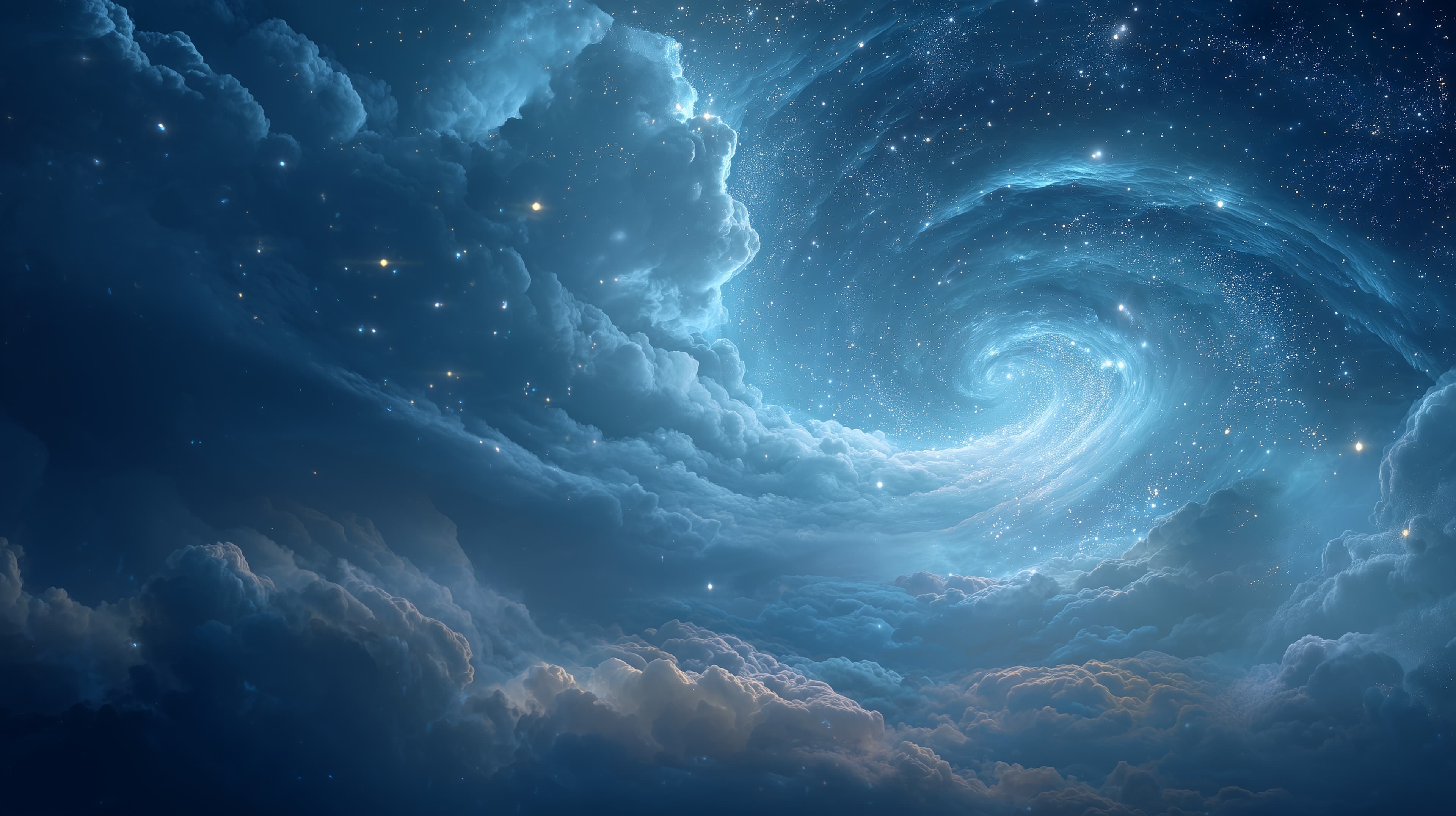 Celestial Spiral Sky: Dreamy Blue Cosmos Wallpaper - High Resolution blue-cloudscape Wallpaper for Mobile and Desktop