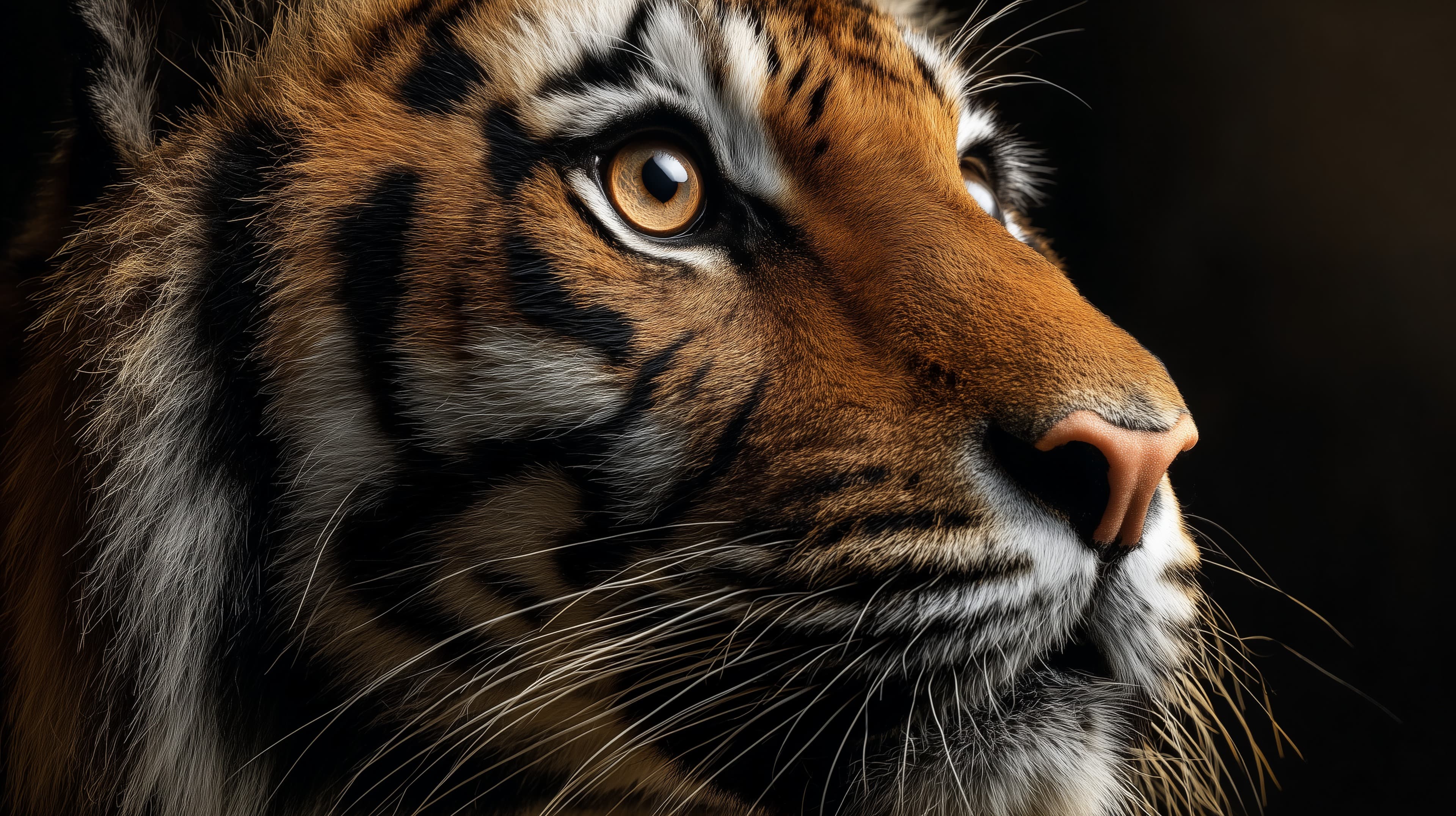 Close-Up Tiger Portrait - Dramatic Wildlife Wallpaper - High Resolution tiger Wallpaper for Mobile and Desktop