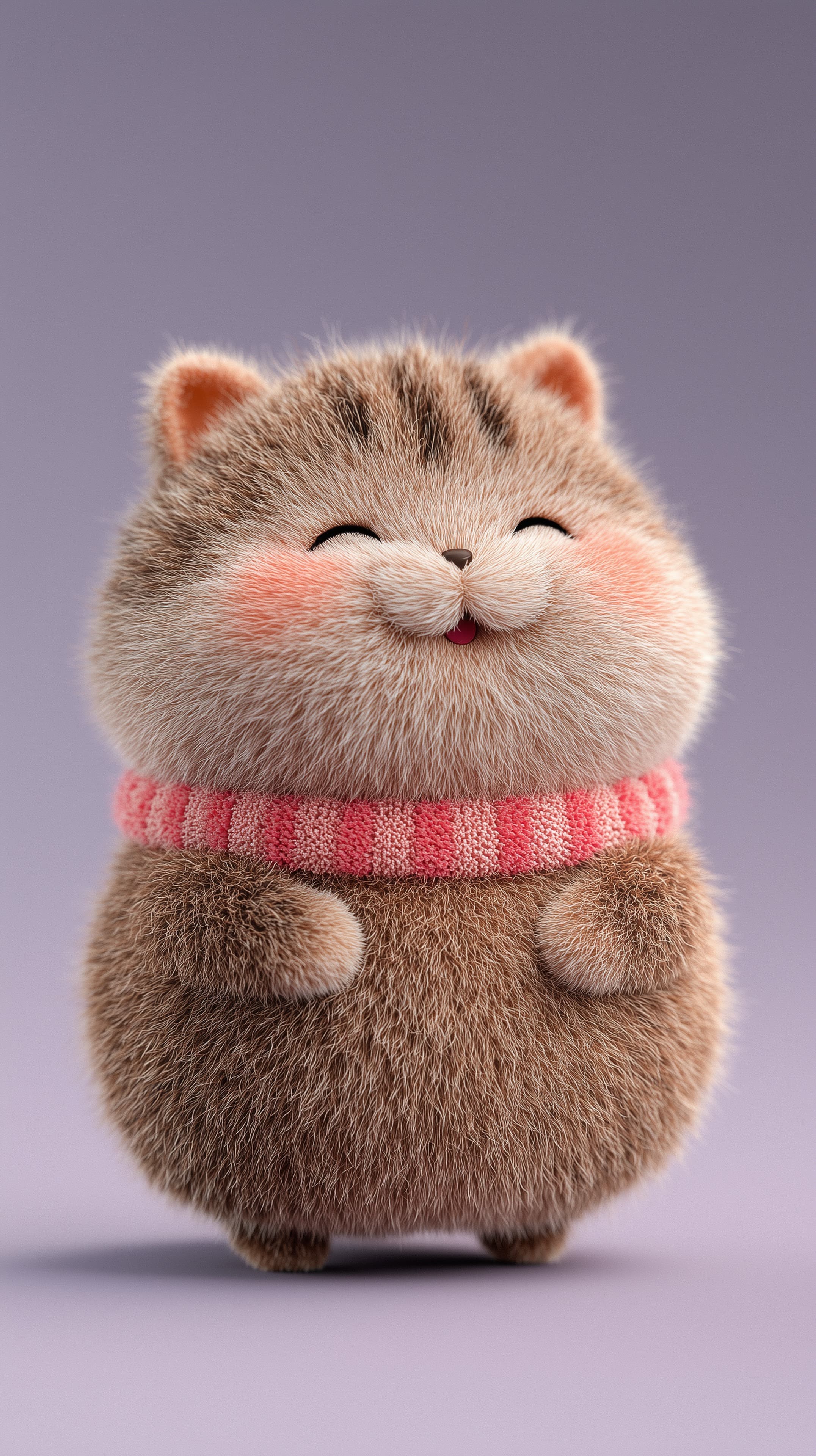 Adorable Plush Hamster Wallpaper with Cozy Pink Scarf - High Resolution 3d-art Wallpaper for Mobile and Desktop