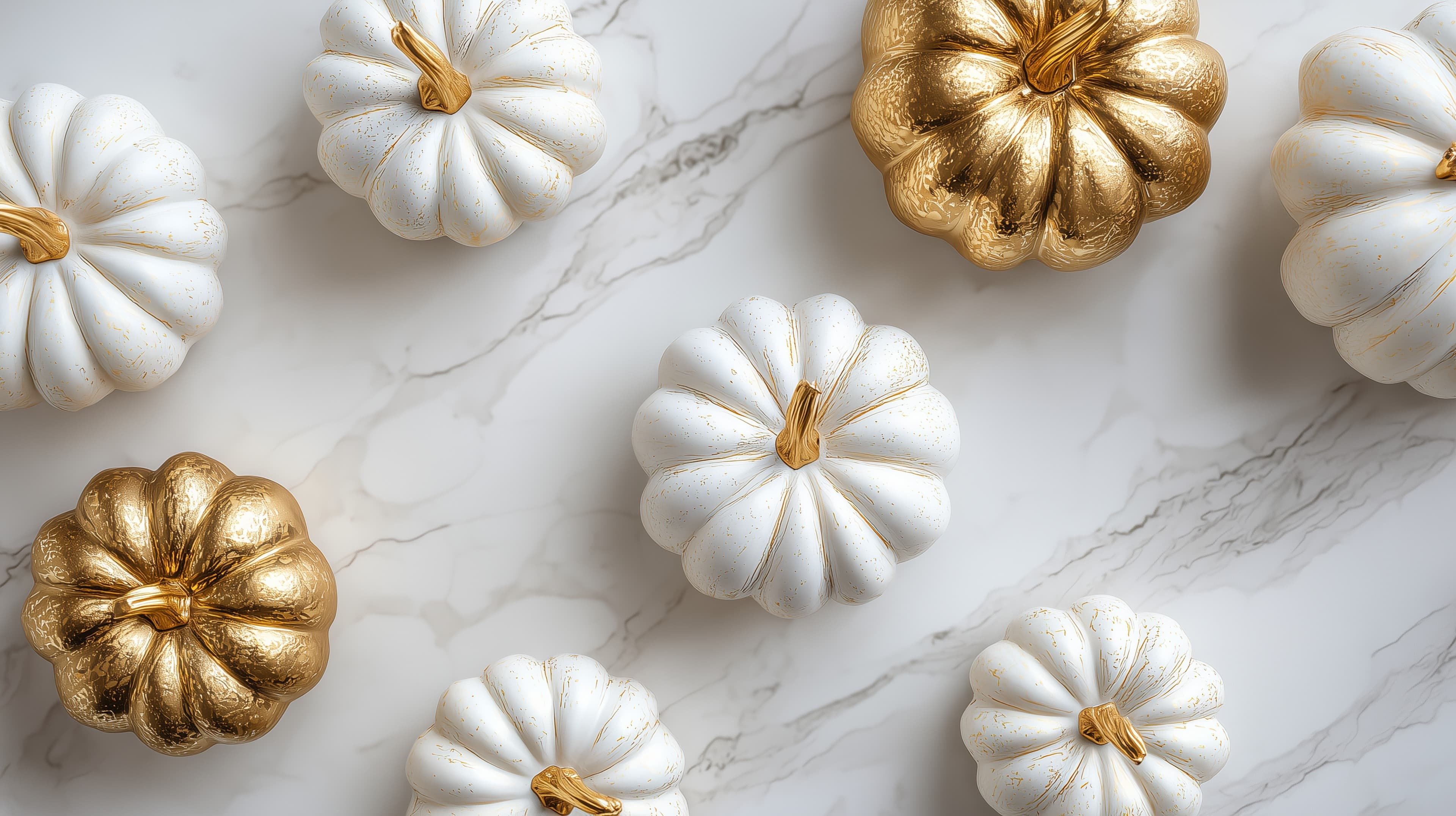 Sumptuous Gold and White Pumpkin Wallpaper on Marble - High Resolution pumpkins Wallpaper for Mobile and Desktop