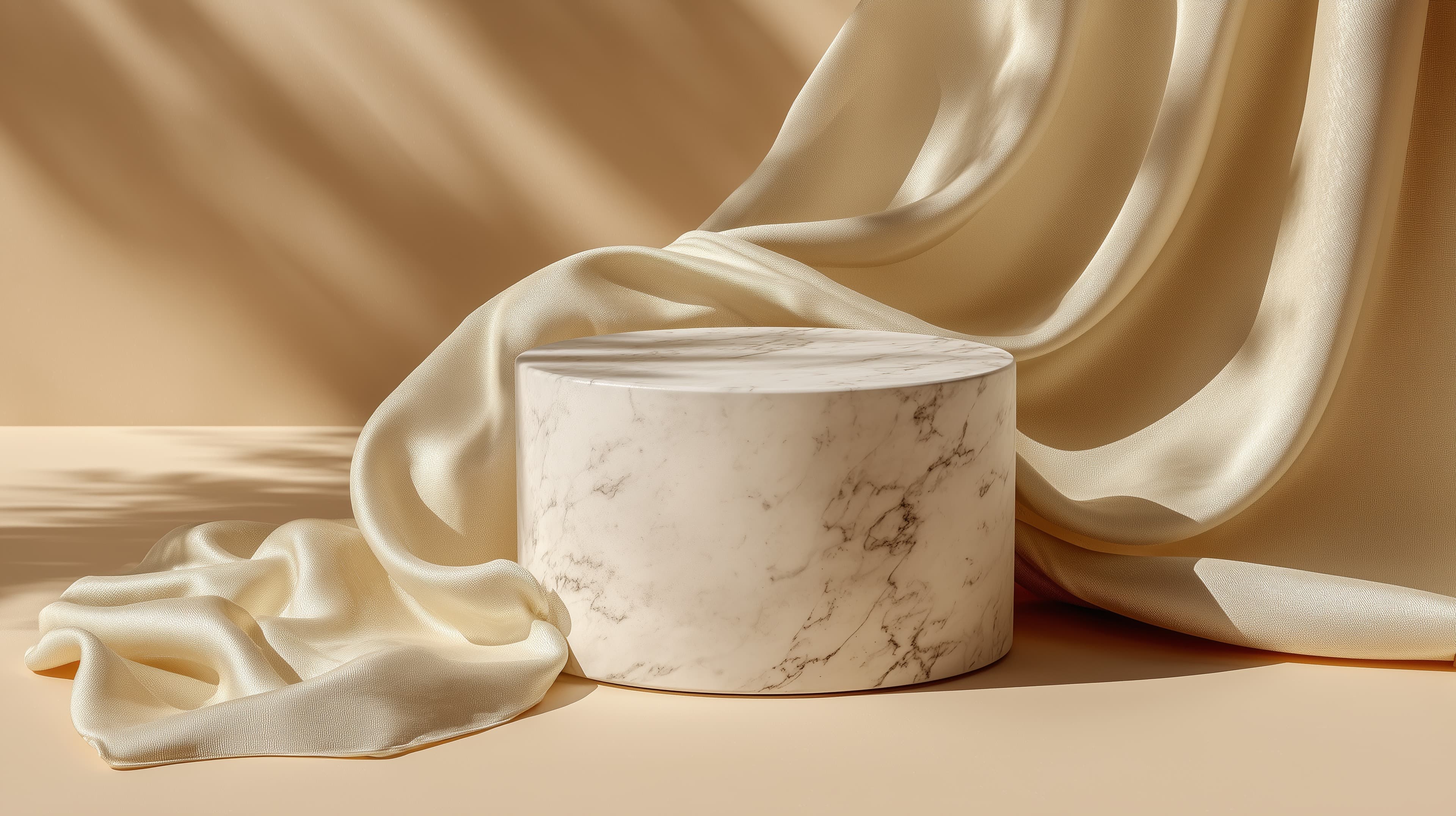 Marble Pedestal on Silk Draped Satin – Elegant Neutral Wallpaper - High Resolution marble-pedestal Wallpaper for Mobile and Desktop