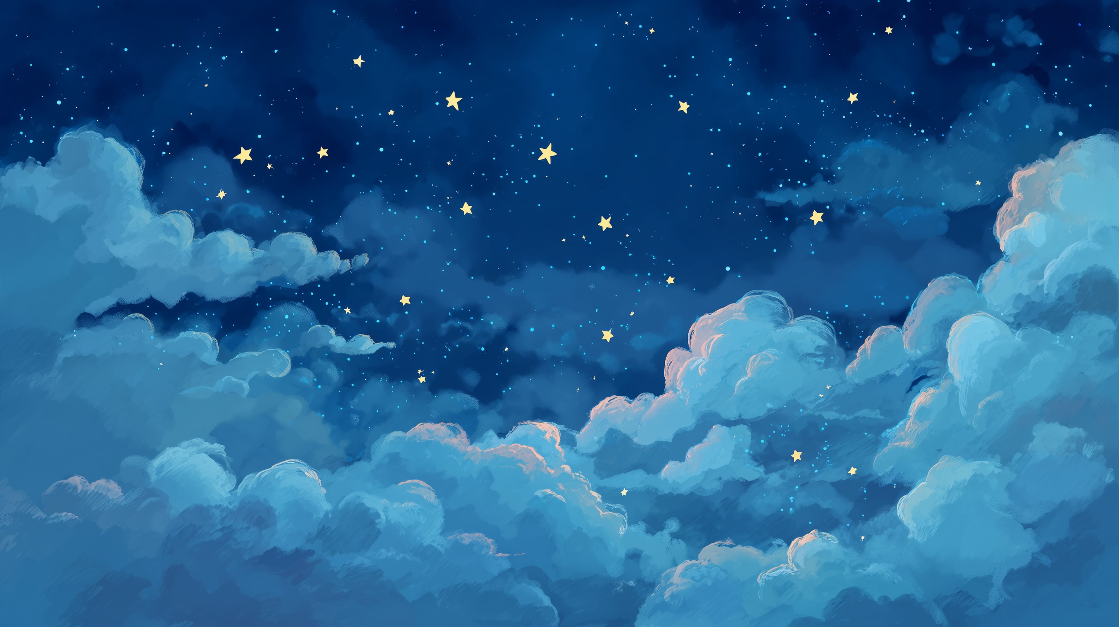 Dreamy Night Sky with Starry Clouds - Organic Fantasy Wallpaper - High Resolution art Wallpaper for Mobile and Desktop