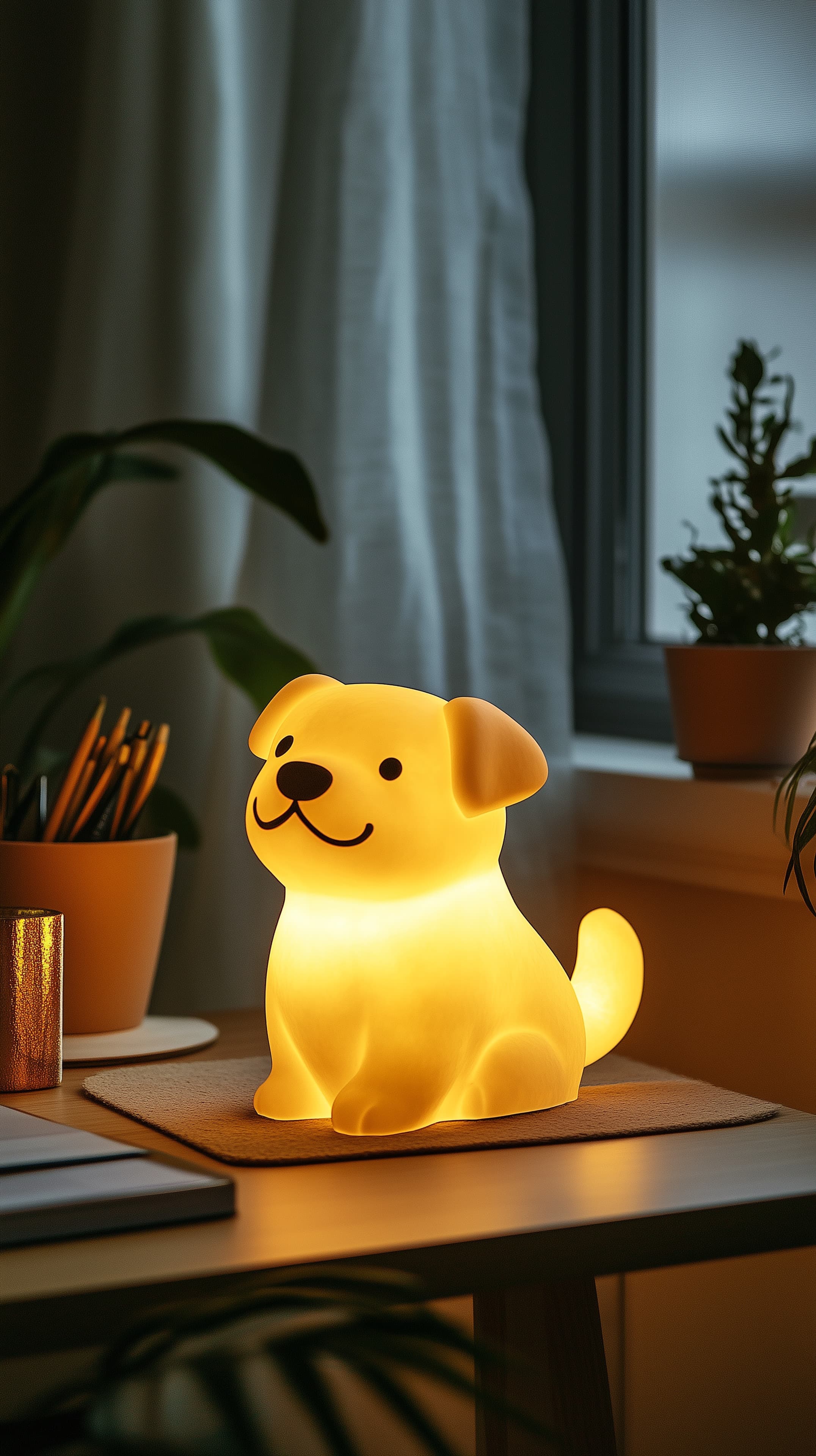 Cute Dog-Shaped Night Light: Warm Desk Lamp for Cozy Rooms - High Resolution cozy-decor Wallpaper for Mobile and Desktop