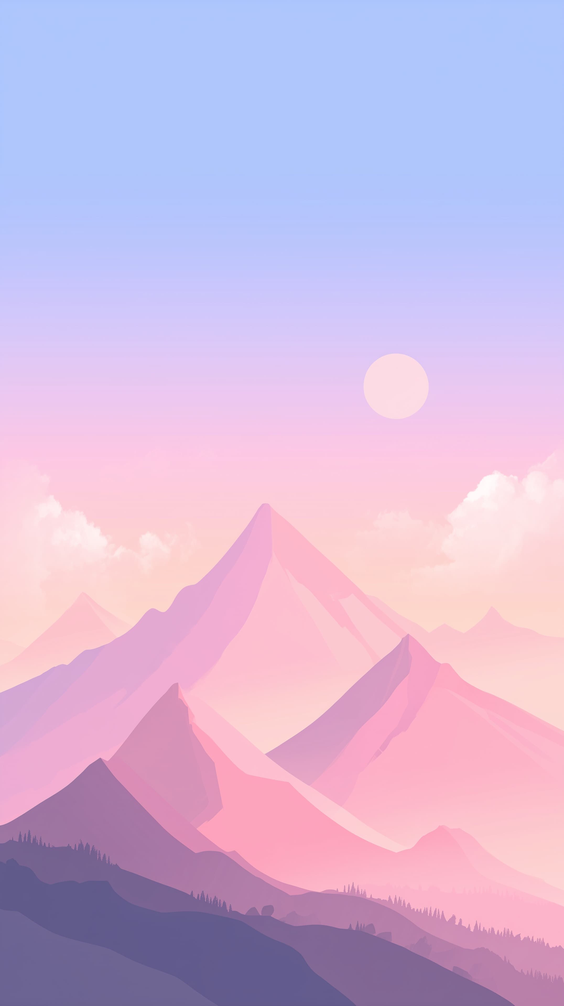 Pastel Mountain Sunrise Wallpaper - Soft Pink Purple Landscape - High Resolution calm-scenery Wallpaper for Mobile and Desktop