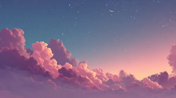 Dreamy Sunset Sky with Pink Clouds and Sparkling Night Sky - HD Wallpaper, 4k Background Image
