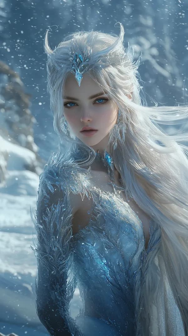 Ice Queen Fantasy Wallpaper: Frosty Blue Ice Spirit - HD Wallpaper, 4k Background Image