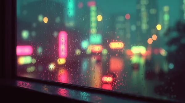Neon Rainy City Nights - Soft Bokeh Lights through Window - HD Wallpaper, 4k Background Image