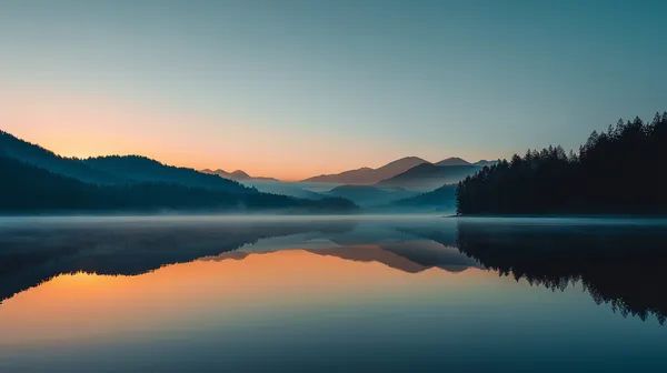 Tranquil Mountain Lake at Sunset with Reflective Water - HD Wallpaper, 4k Background Image