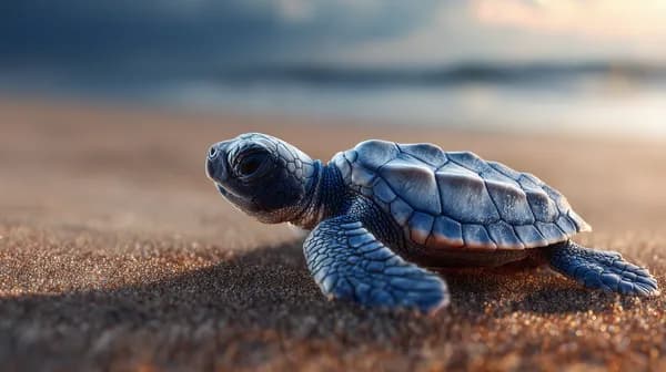 Blue Sea Turtle on a Sunlit Beach - Calm Ocean Portrait - HD Wallpaper, 4k Background Image