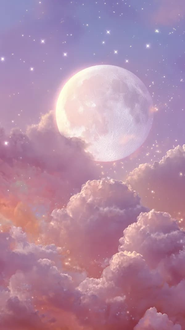 Dreamy Pastel Moon Over Soft Clouds - ethereal night sky wallpaper - HD Wallpaper, 4k Background Image