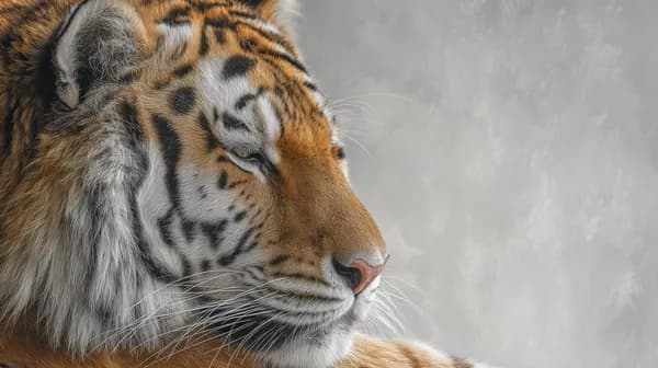 Majestic Tiger Close-Up Portrait in Soft Gray Backdrop - HD Wallpaper, 4k Background Image