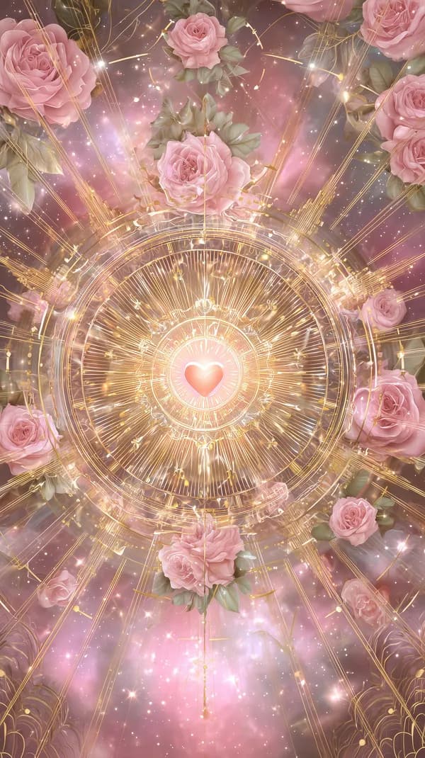 Radiant Heart Mandala with Pink Roses Dreamy Wallpaper - HD Wallpaper, 4k Background Image