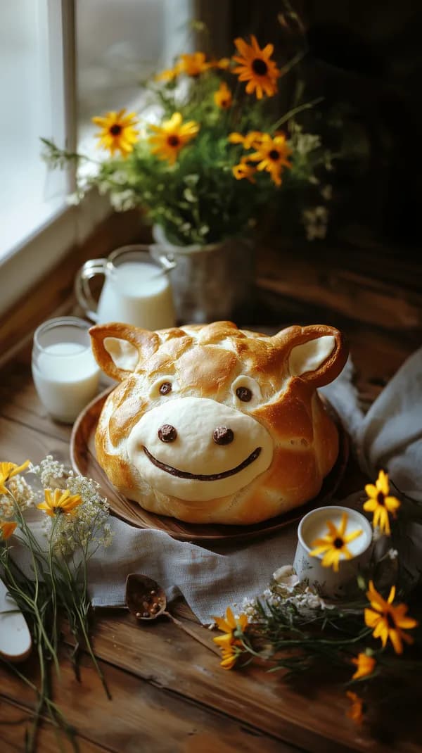 Pig-Shaped Bread Loaf in a Sunny Spring Breakfast Scene - HD Wallpaper, 4k Background Image