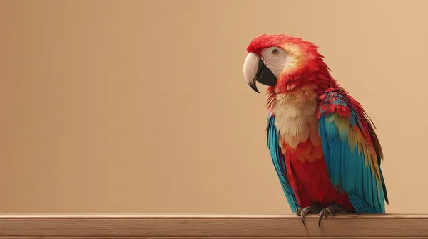 Vibrant Macaw Parrot Wallpaper on Warm Beige Backdrop - HD Wallpaper, 4k Background Image